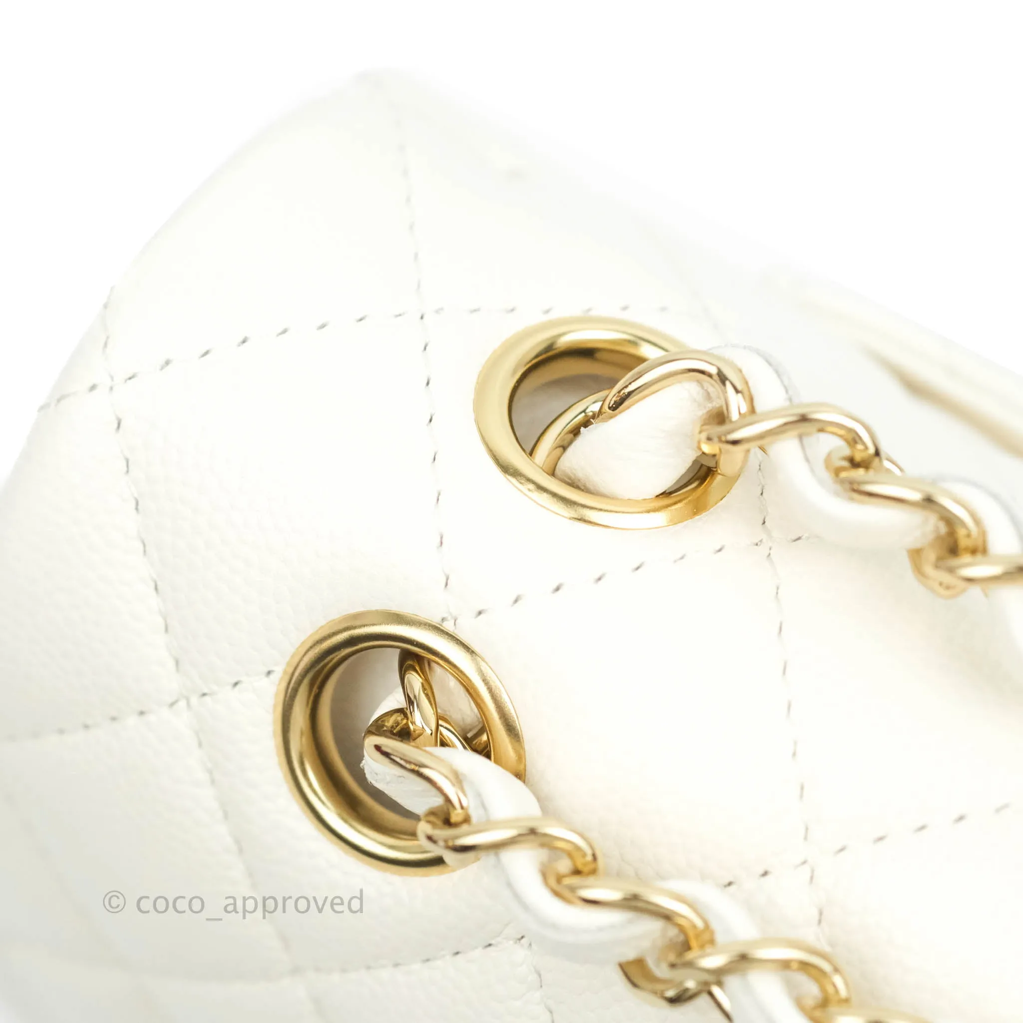 Chanel Classic Quilted Small S/M Flap White Caviar Gold Hardware