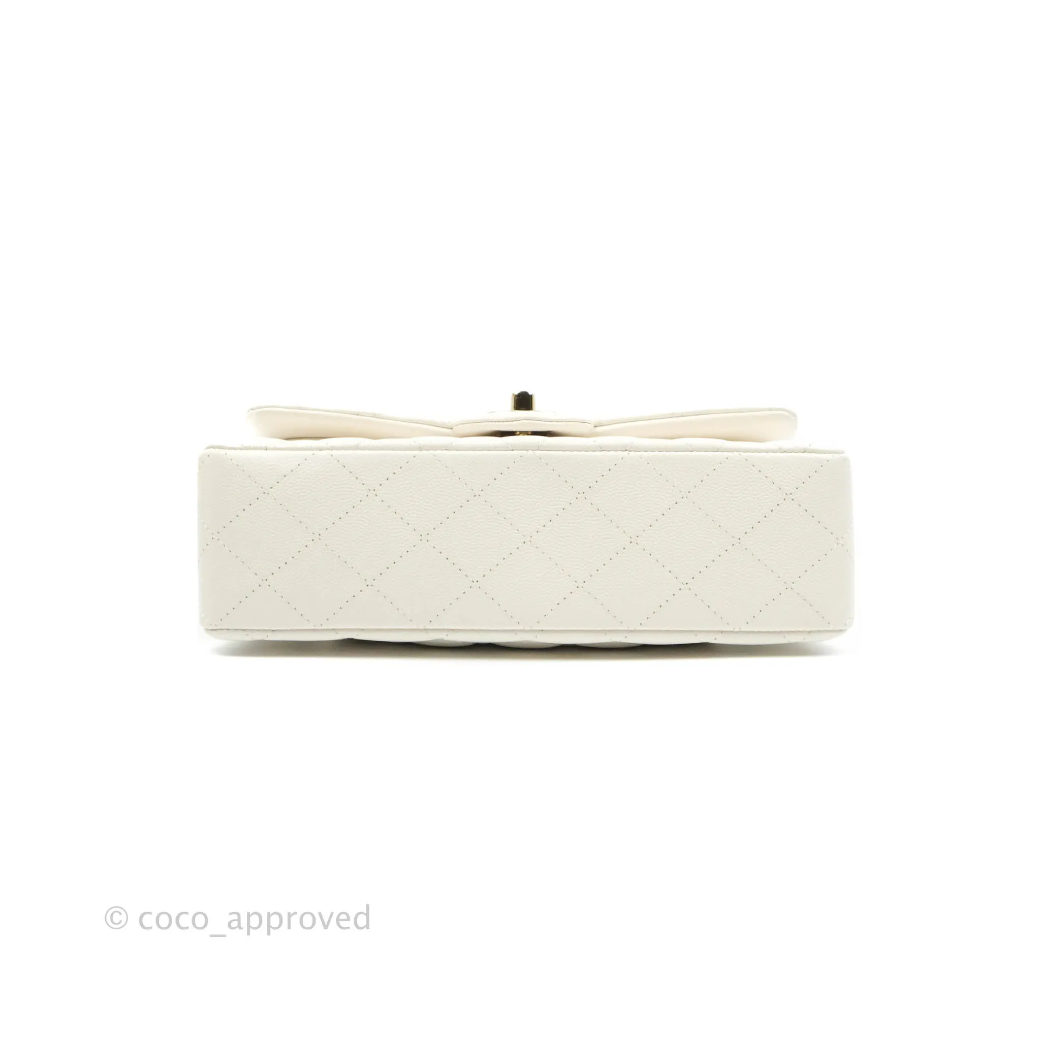 Chanel Classic Quilted Small S/M Flap White Caviar Gold Hardware