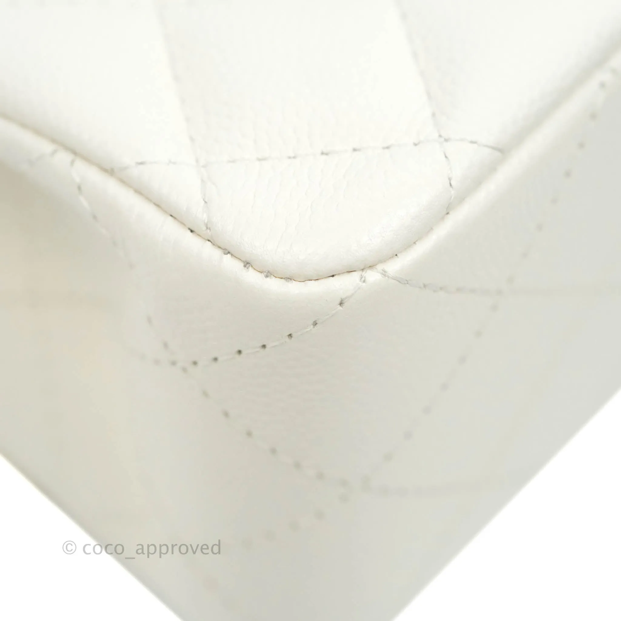 Chanel Classic Quilted Small S/M Flap White Caviar Gold Hardware