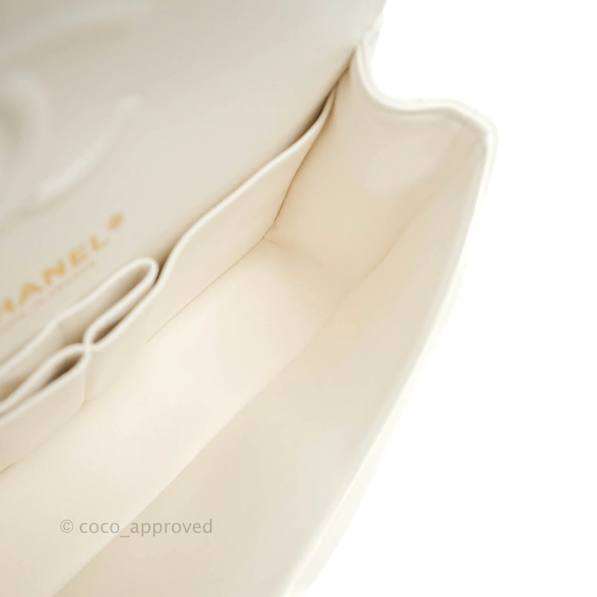 Chanel Classic Quilted Small S/M Flap White Caviar Gold Hardware