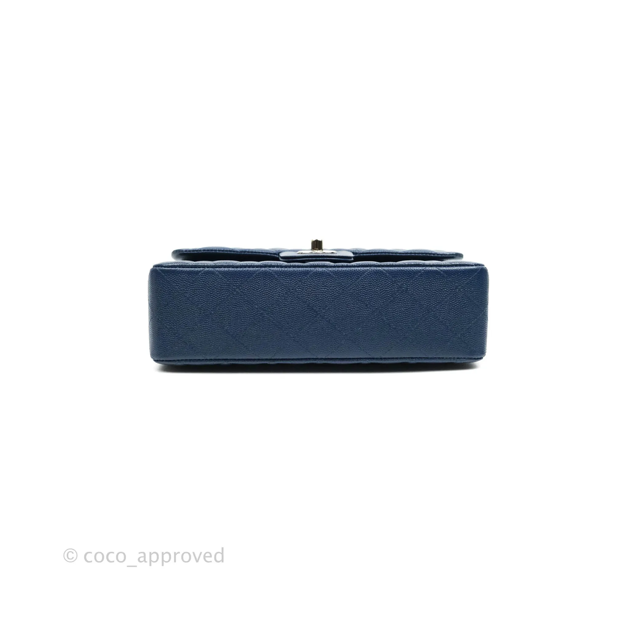 Chanel Classic Small S/M Flap Dark Blue Caviar Silver Hardware 17B