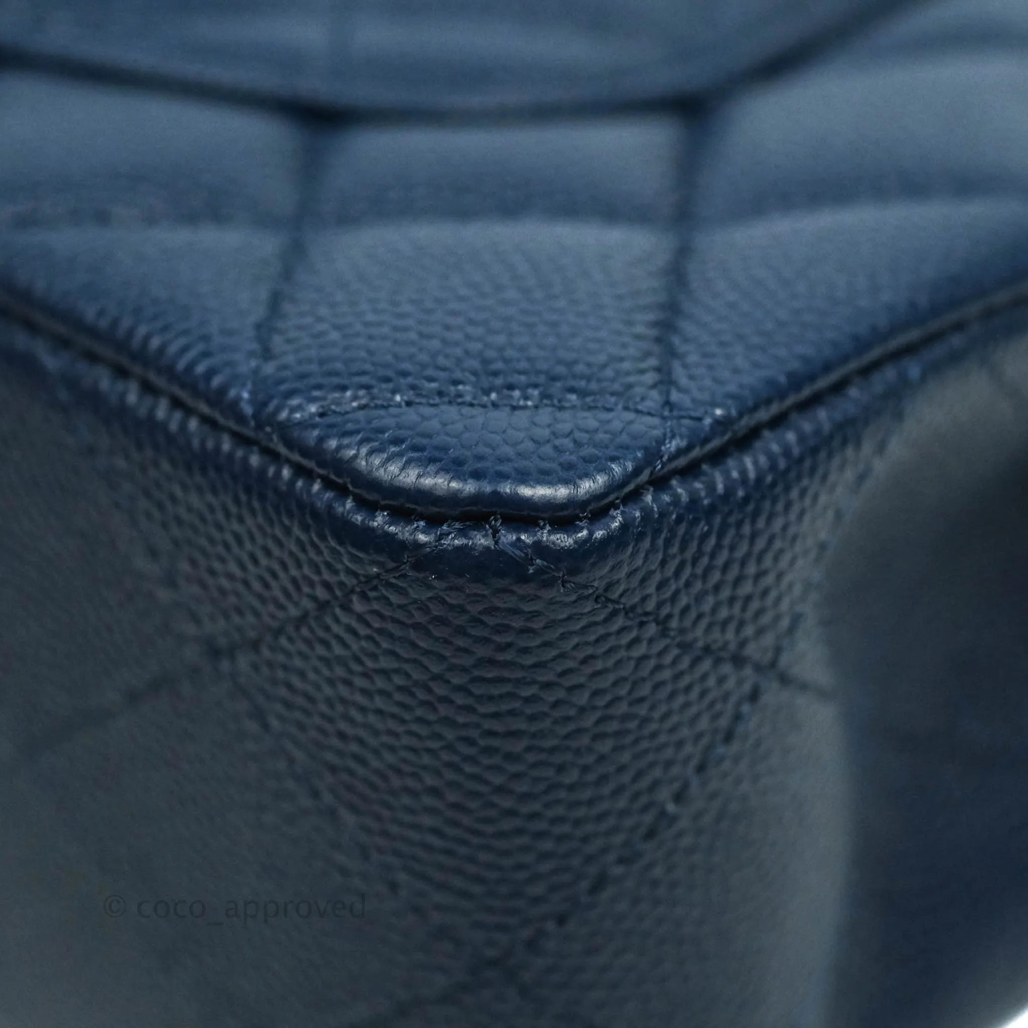 Chanel Classic Small S/M Flap Dark Blue Caviar Silver Hardware 17B