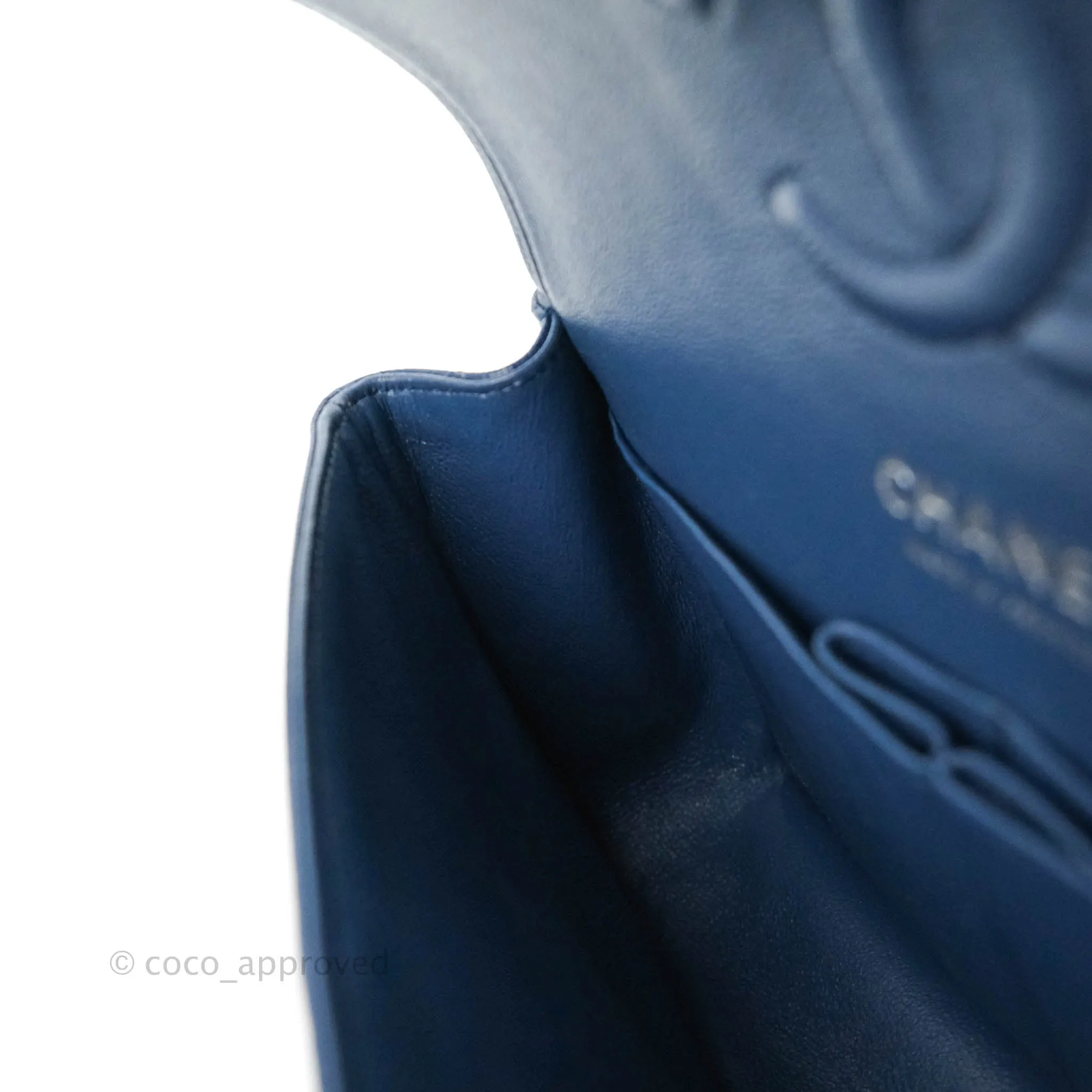 Chanel Classic Small S/M Flap Dark Blue Caviar Silver Hardware 17B