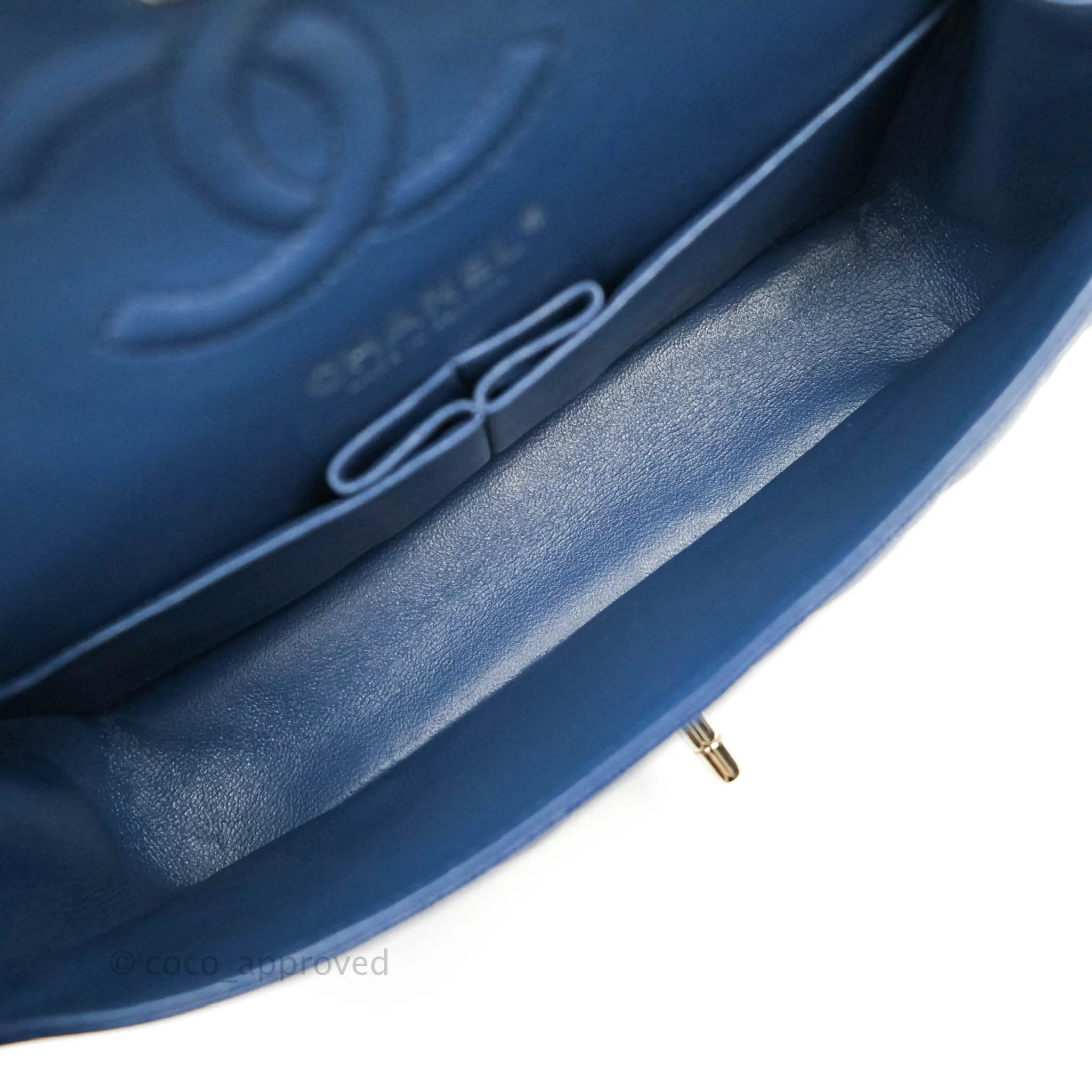 Chanel Classic Small S/M Flap Dark Blue Caviar Silver Hardware 17B