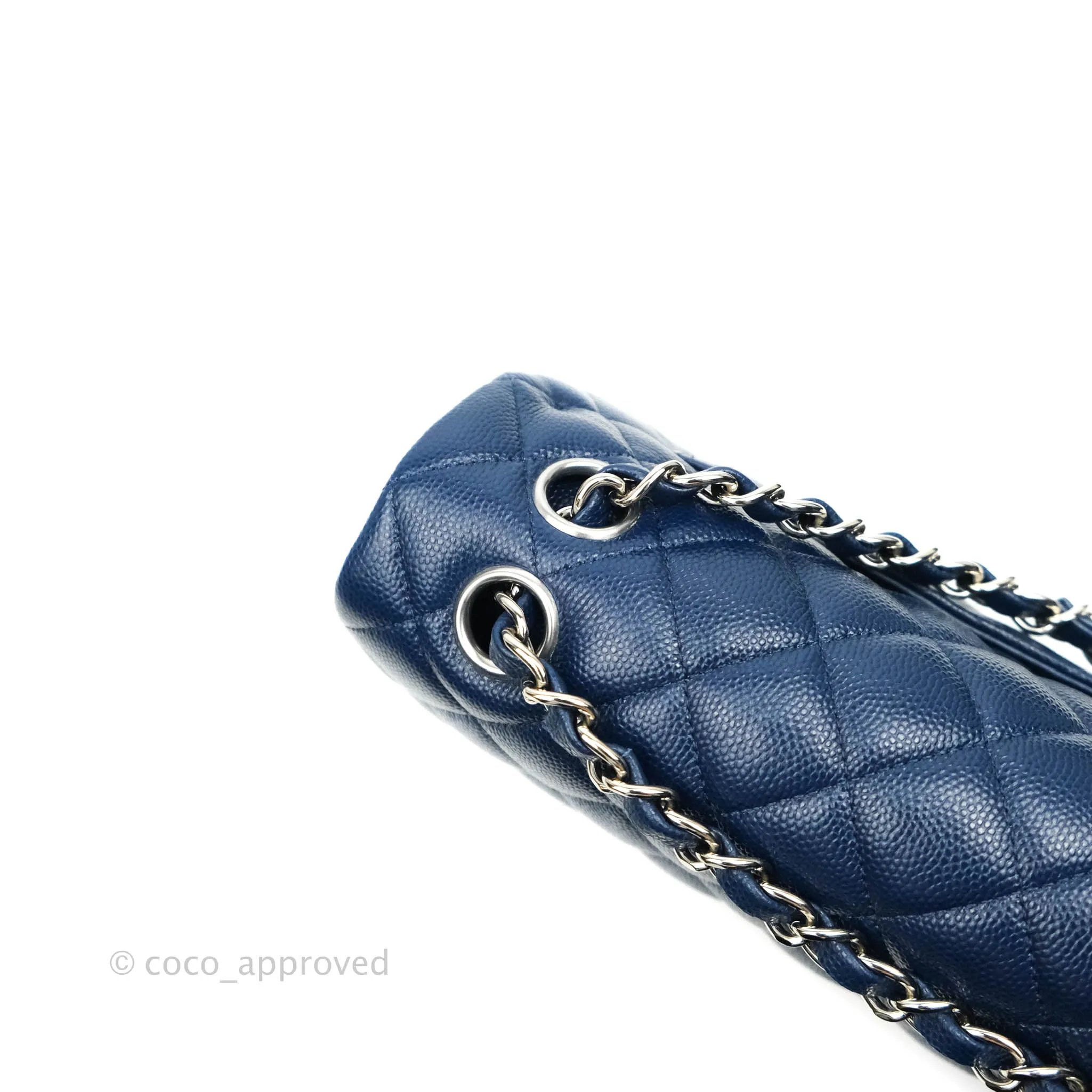 Chanel Classic Small S/M Flap Dark Blue Caviar Silver Hardware 17B