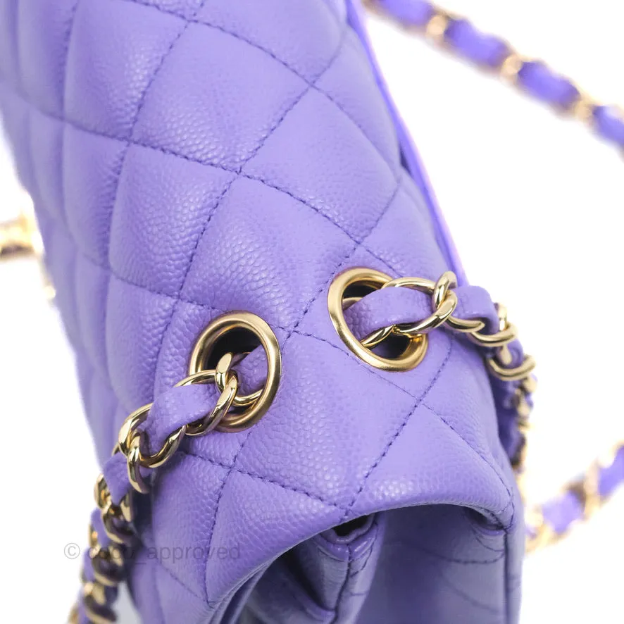 Chanel Classic Small S/M Flap Purple Caviar Light Gold Hardware 20S