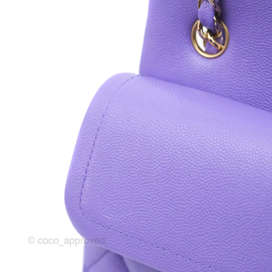 Chanel Classic Small S/M Flap Purple Caviar Light Gold Hardware 20S