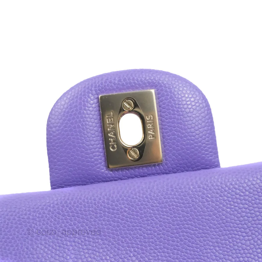 Chanel Classic Small S/M Flap Purple Caviar Light Gold Hardware 20S