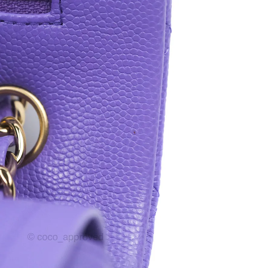 Chanel Classic Small S/M Flap Purple Caviar Light Gold Hardware 20S
