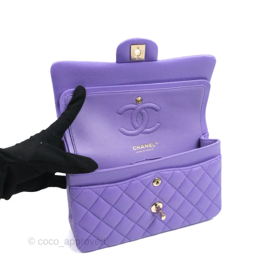 Chanel Classic Small S/M Flap Purple Caviar Light Gold Hardware 20S
