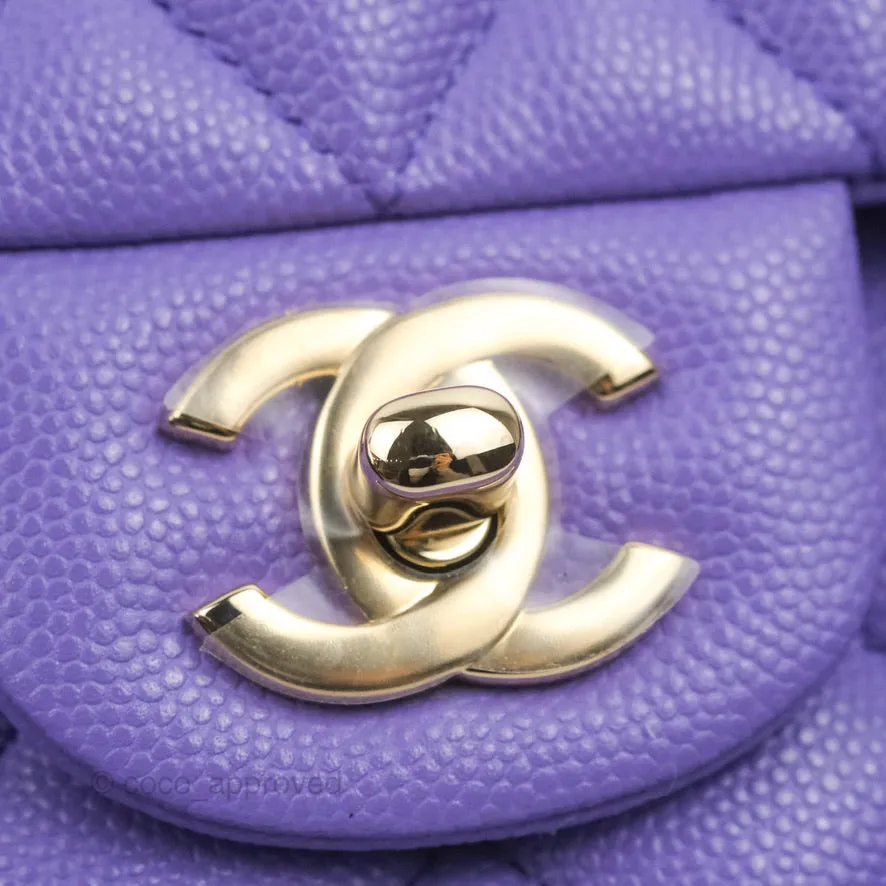 Chanel Classic Small S/M Flap Purple Caviar Light Gold Hardware 20S