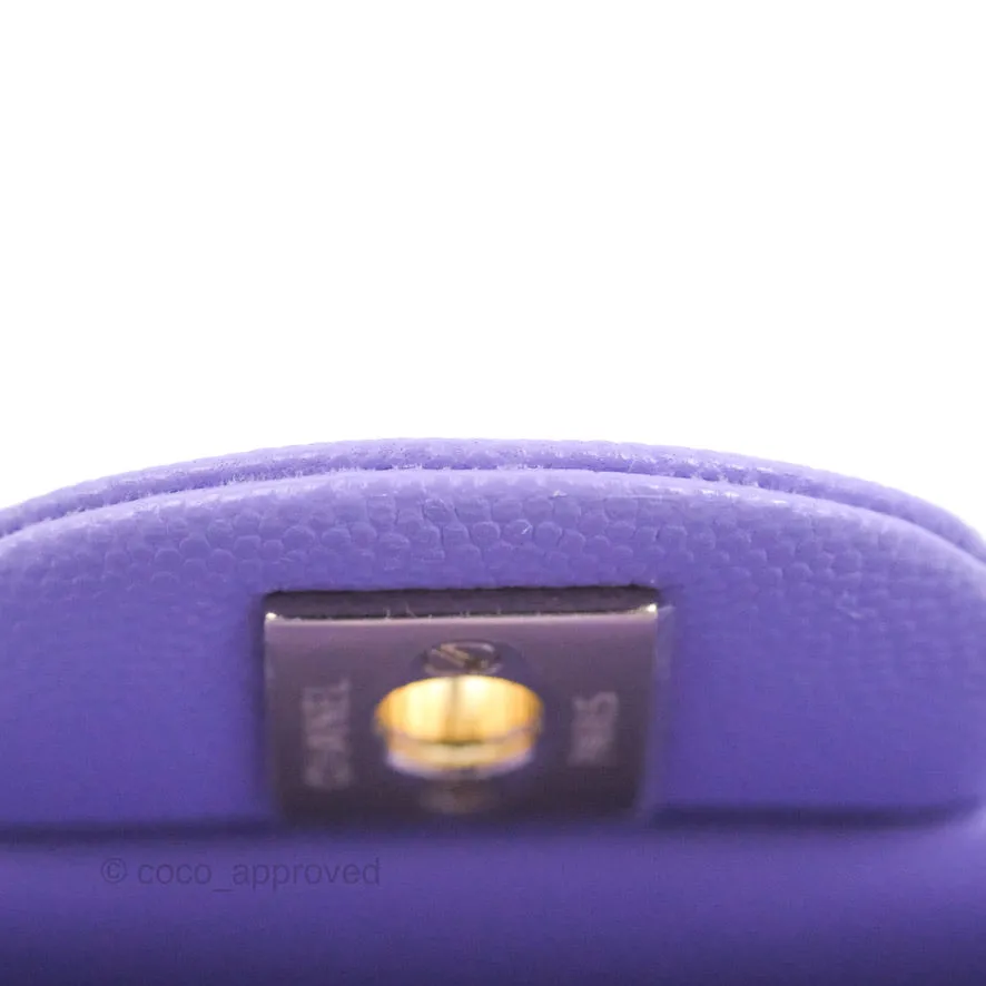 Chanel Classic Small S/M Flap Purple Caviar Light Gold Hardware 20S