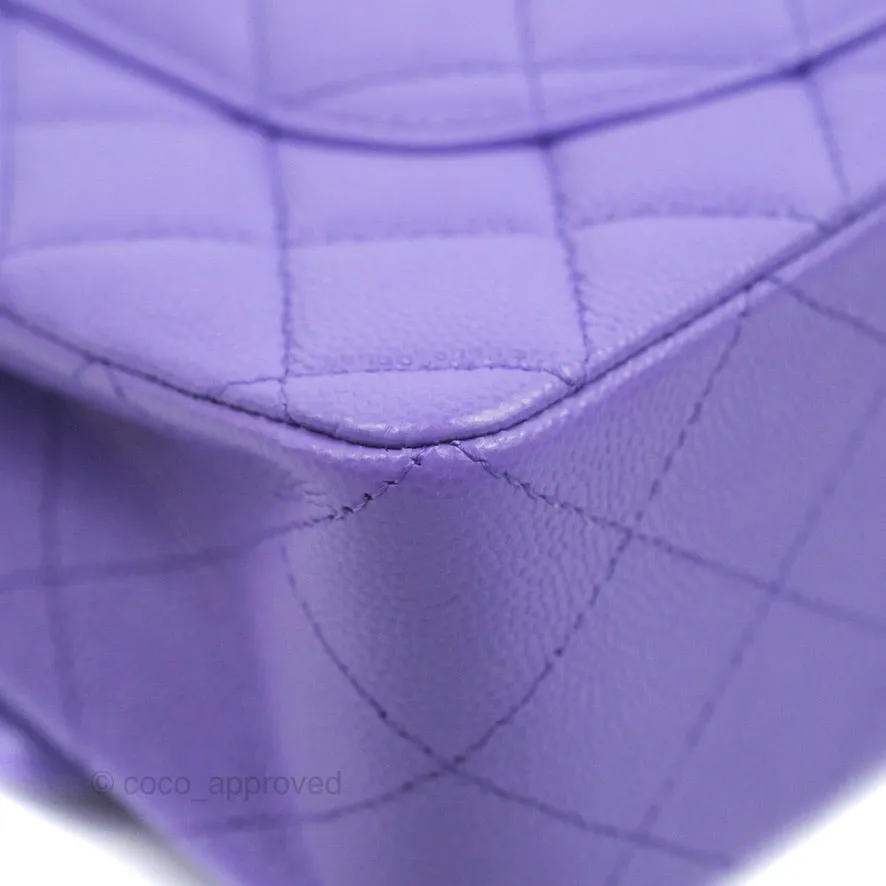Chanel Classic Small S/M Flap Purple Caviar Light Gold Hardware 20S