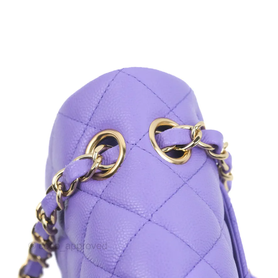 Chanel Classic Small S/M Flap Purple Caviar Light Gold Hardware 20S