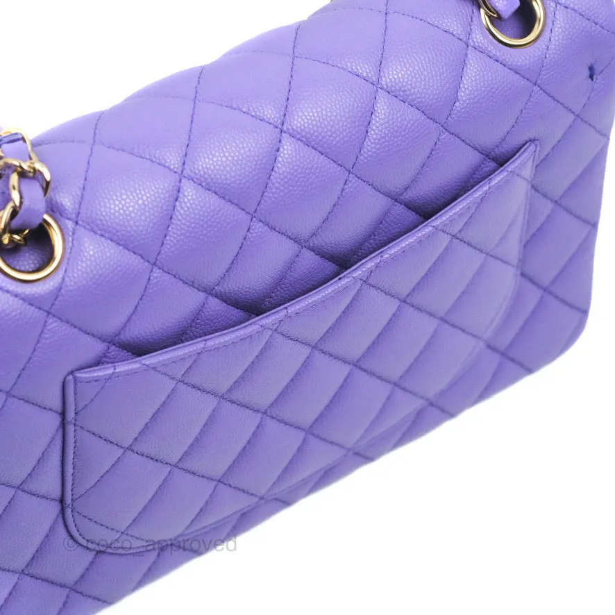 Chanel Classic Small S/M Flap Purple Caviar Light Gold Hardware 20S