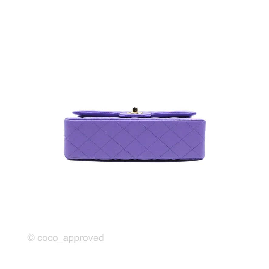 Chanel Classic Small S/M Flap Purple Caviar Light Gold Hardware 20S