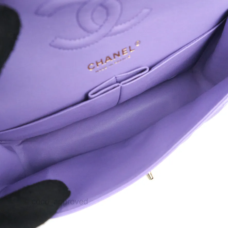 Chanel Classic Small S/M Flap Purple Caviar Light Gold Hardware 20S
