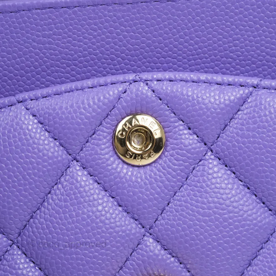 Chanel Classic Small S/M Flap Purple Caviar Light Gold Hardware 20S