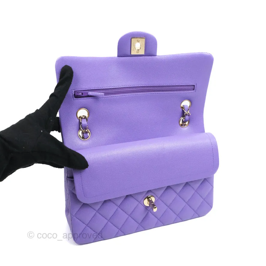 Chanel Classic Small S/M Flap Purple Caviar Light Gold Hardware 20S