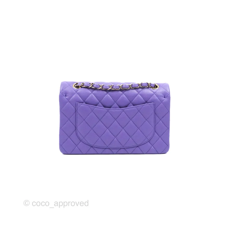 Chanel Classic Small S/M Flap Purple Caviar Light Gold Hardware 20S