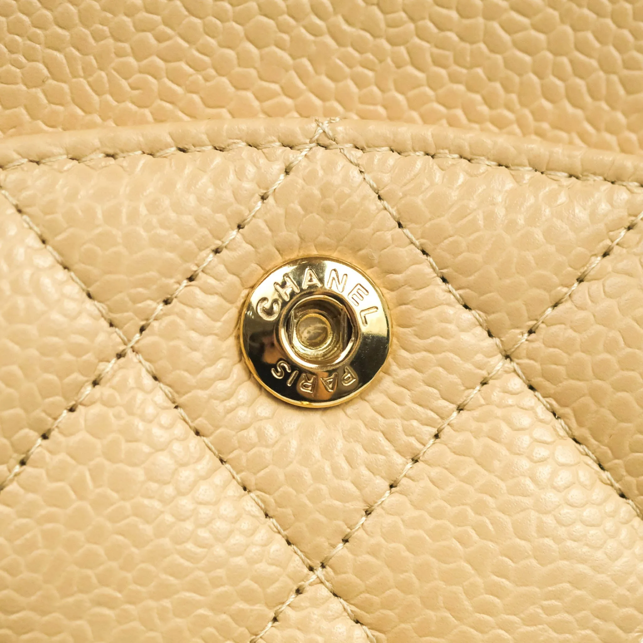 Chanel Classic Small S/M Quilted Flap Beige Caviar Gold Hardware