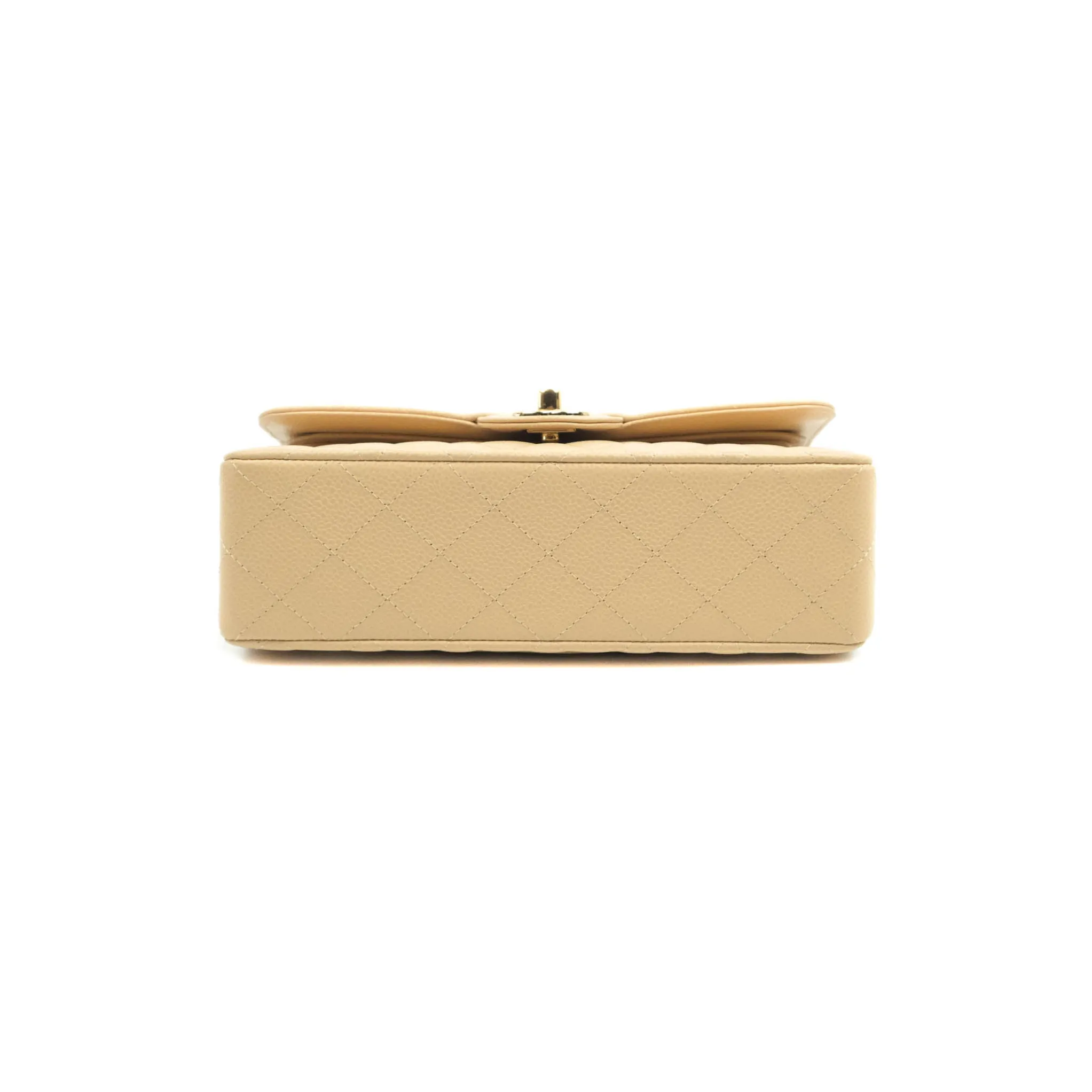 Chanel Classic Small S/M Quilted Flap Beige Caviar Gold Hardware