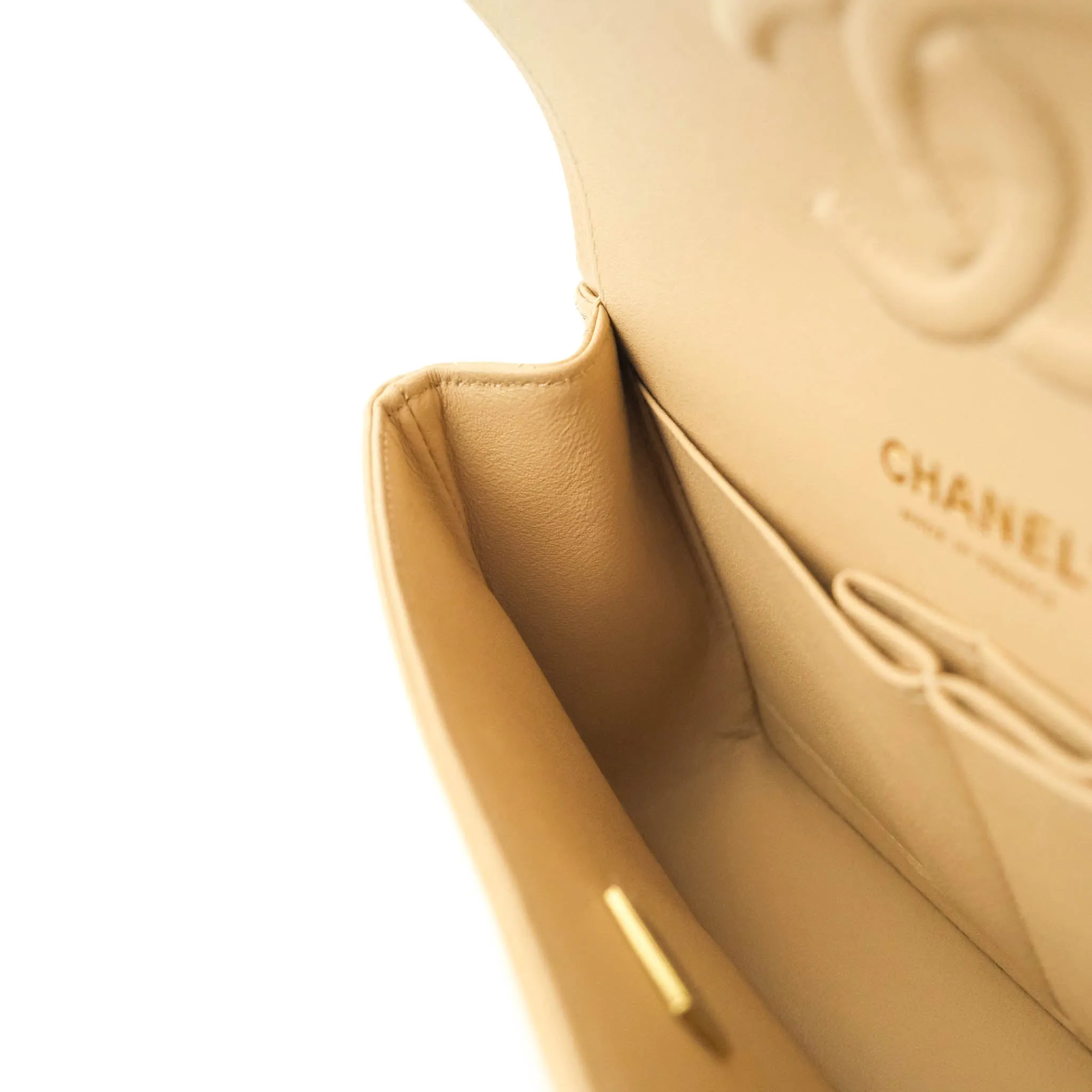 Chanel Classic Small S/M Quilted Flap Beige Caviar Gold Hardware