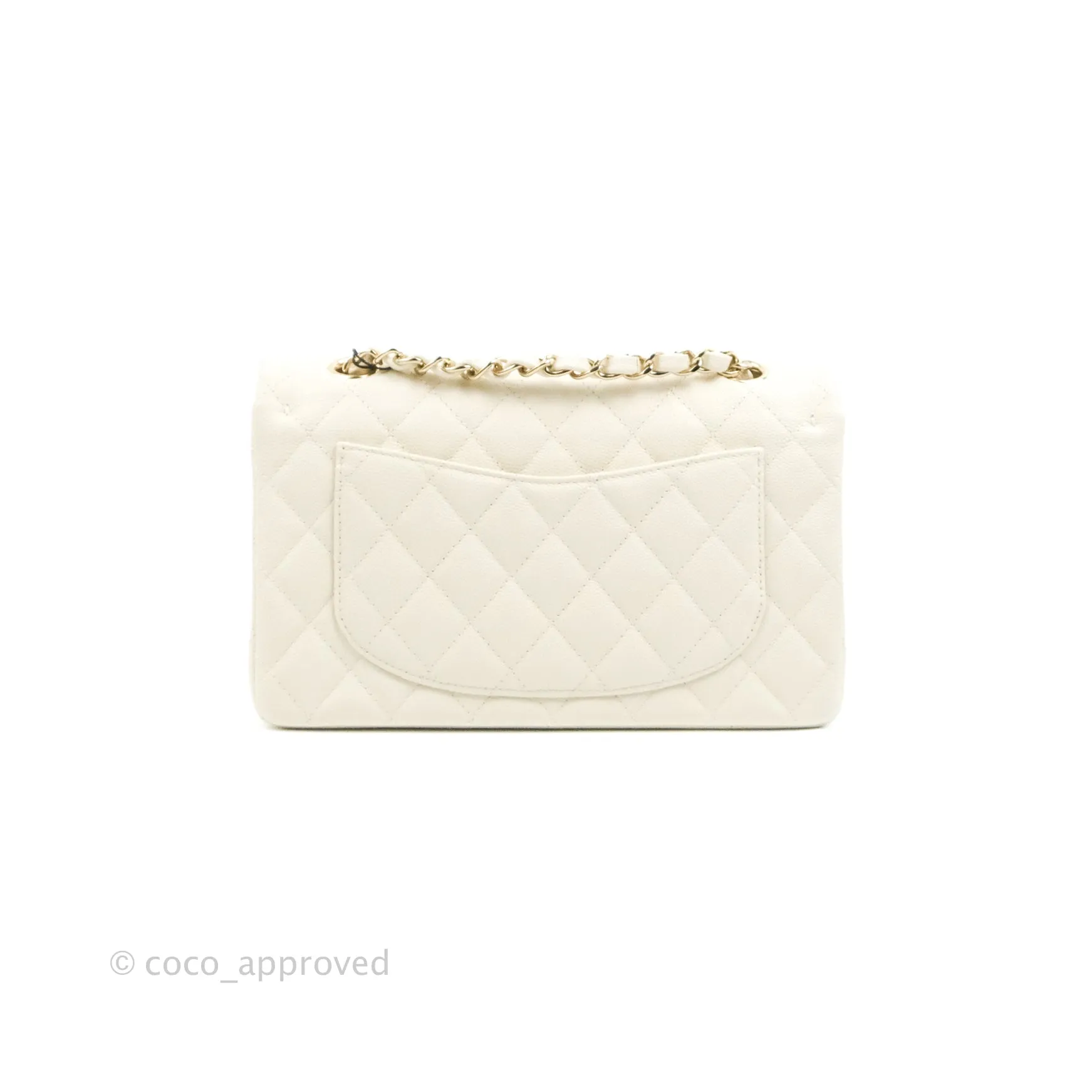 Chanel Classic Small S/M Quilted Flap White Caviar Gold Hardware 22C