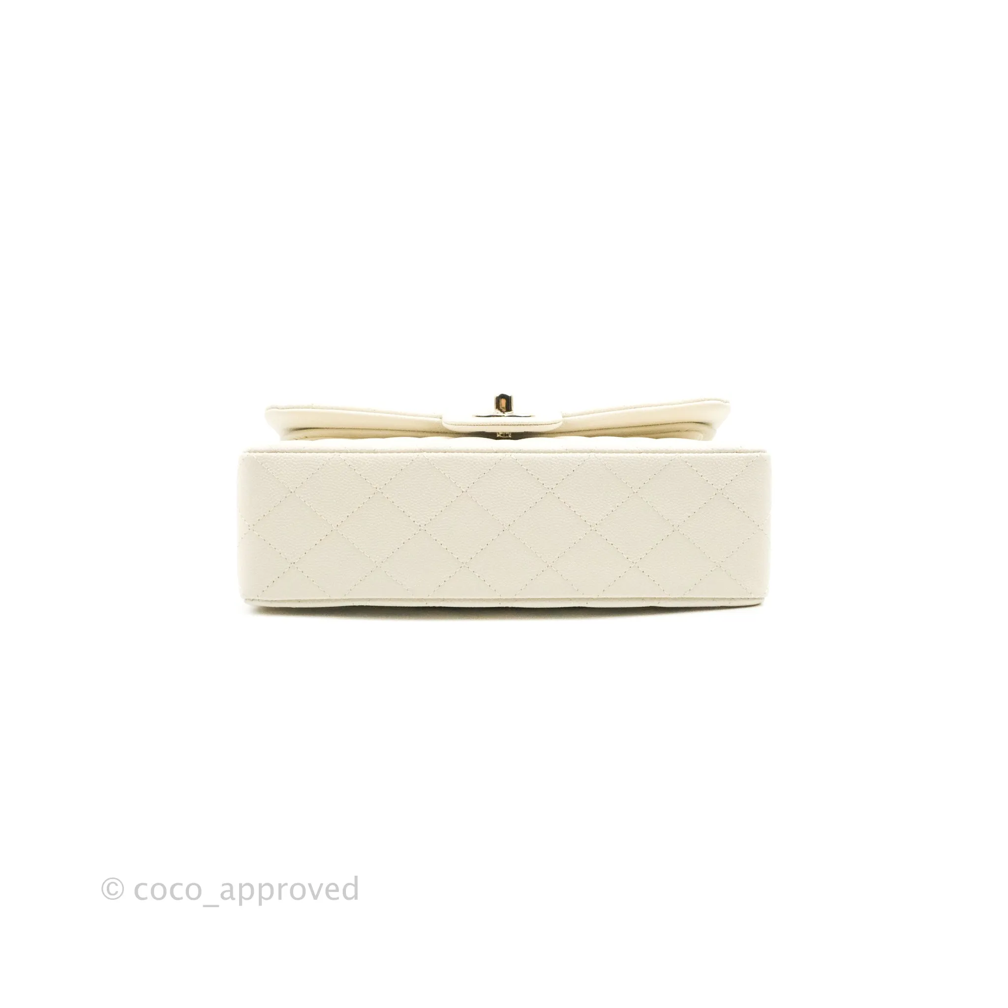 Chanel Classic Small S/M Quilted Flap White Caviar Gold Hardware 22C