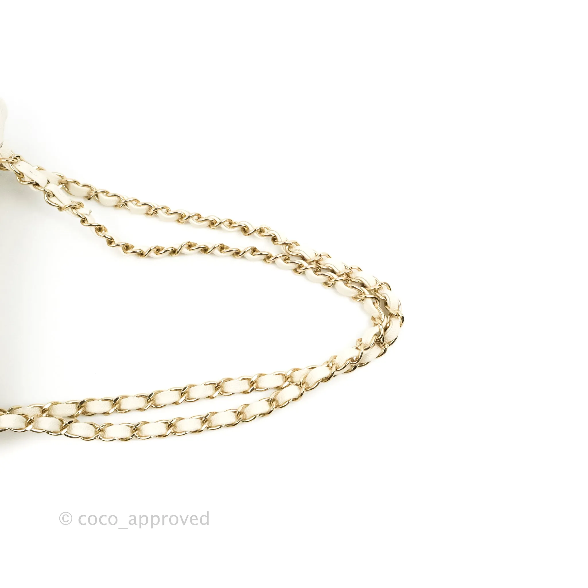 Chanel Classic Small S/M Quilted Flap White Caviar Gold Hardware 22C