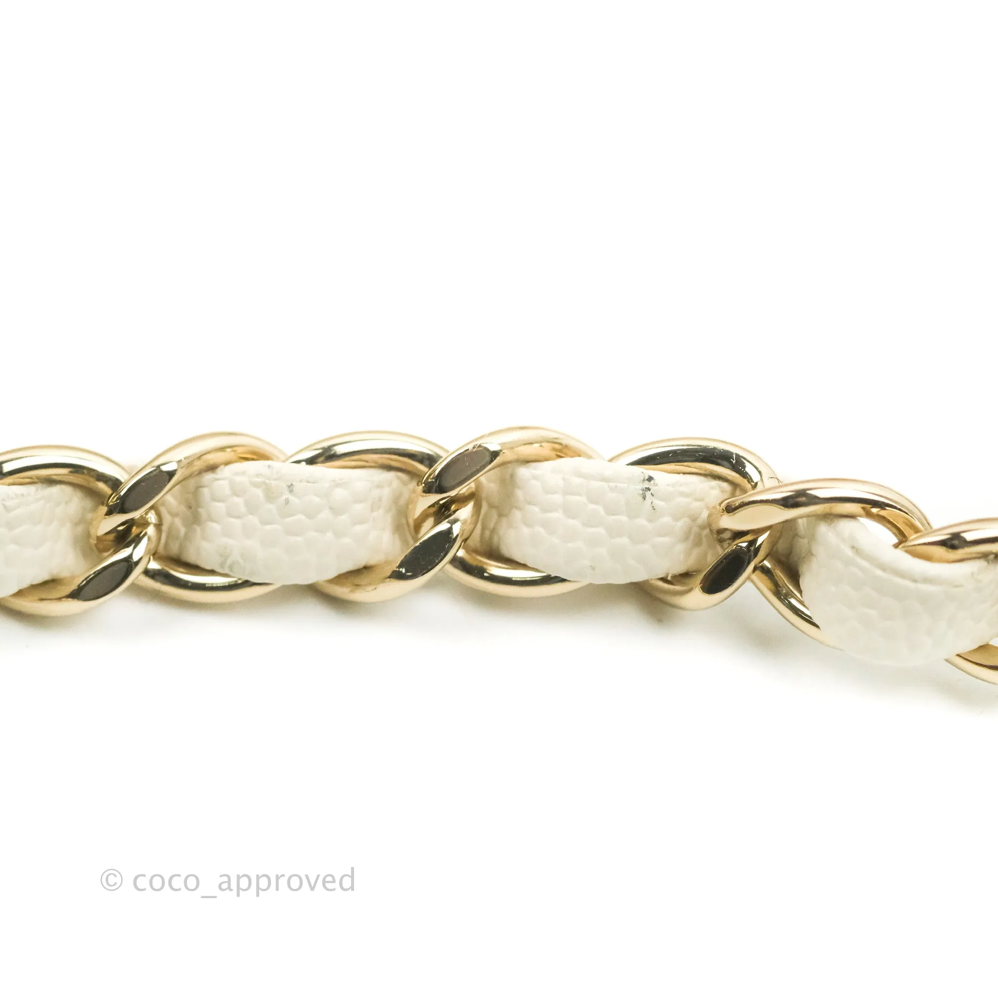 Chanel Classic Small S/M Quilted Flap White Caviar Gold Hardware 22C