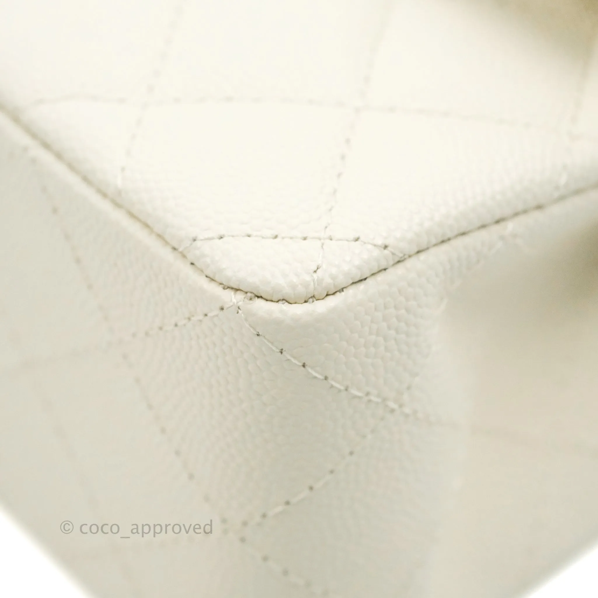 Chanel Classic Small S/M Quilted Flap White Caviar Gold Hardware 22C