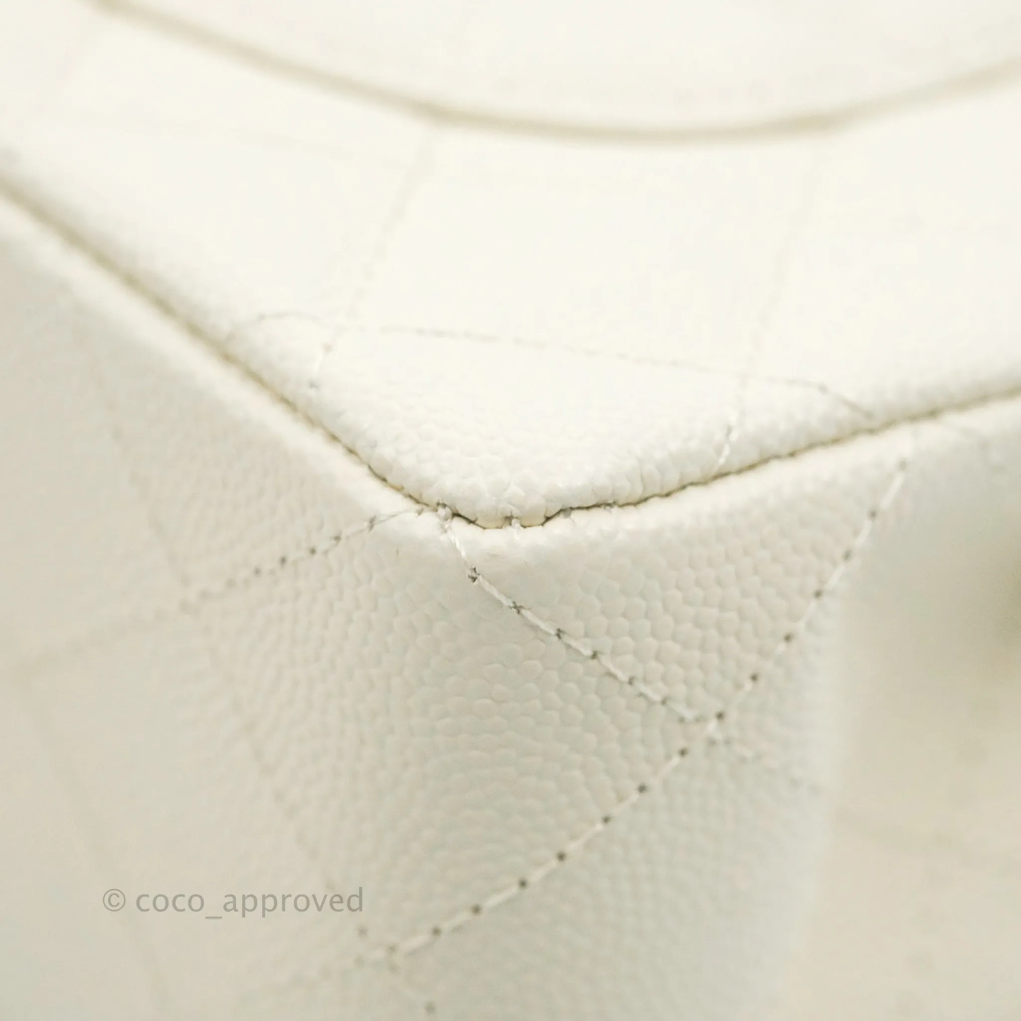 Chanel Classic Small S/M Quilted Flap White Caviar Gold Hardware 22C