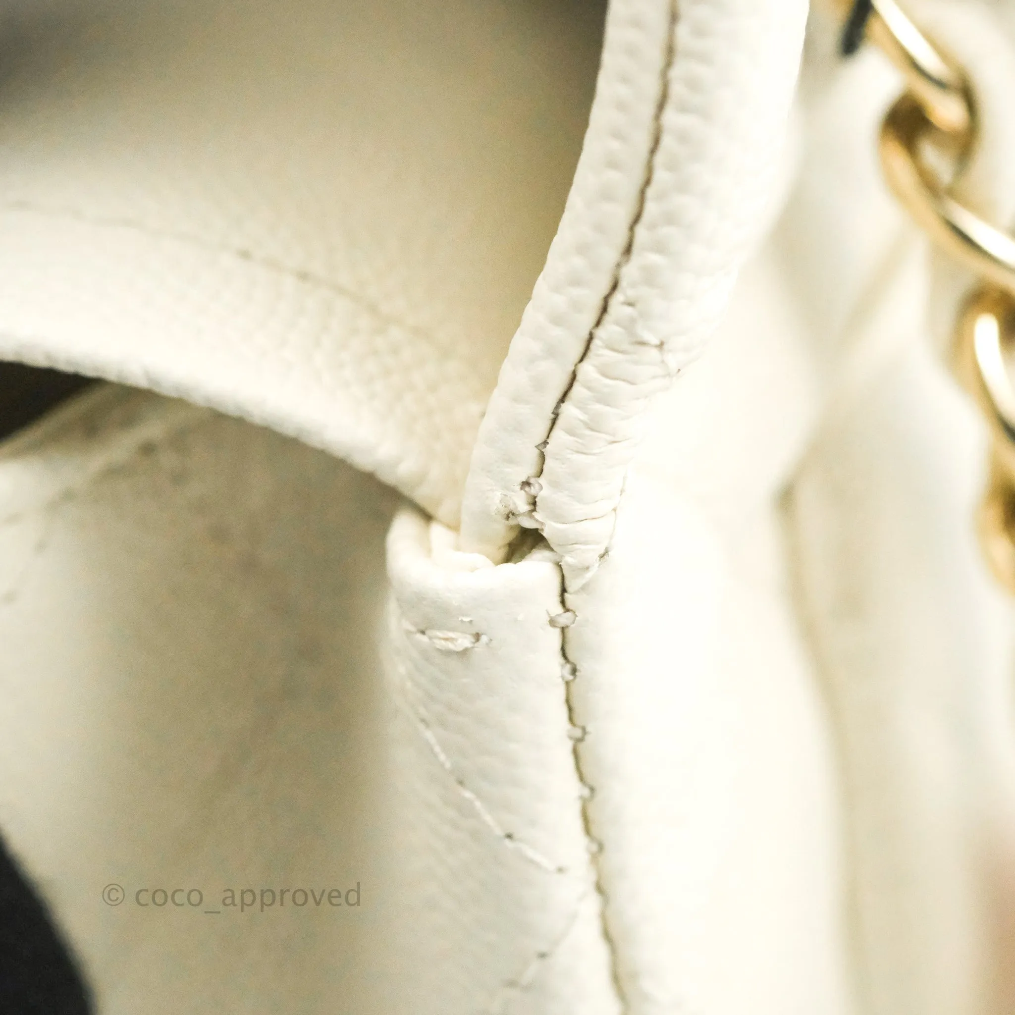 Chanel Classic Small S/M Quilted Flap White Caviar Gold Hardware 22C