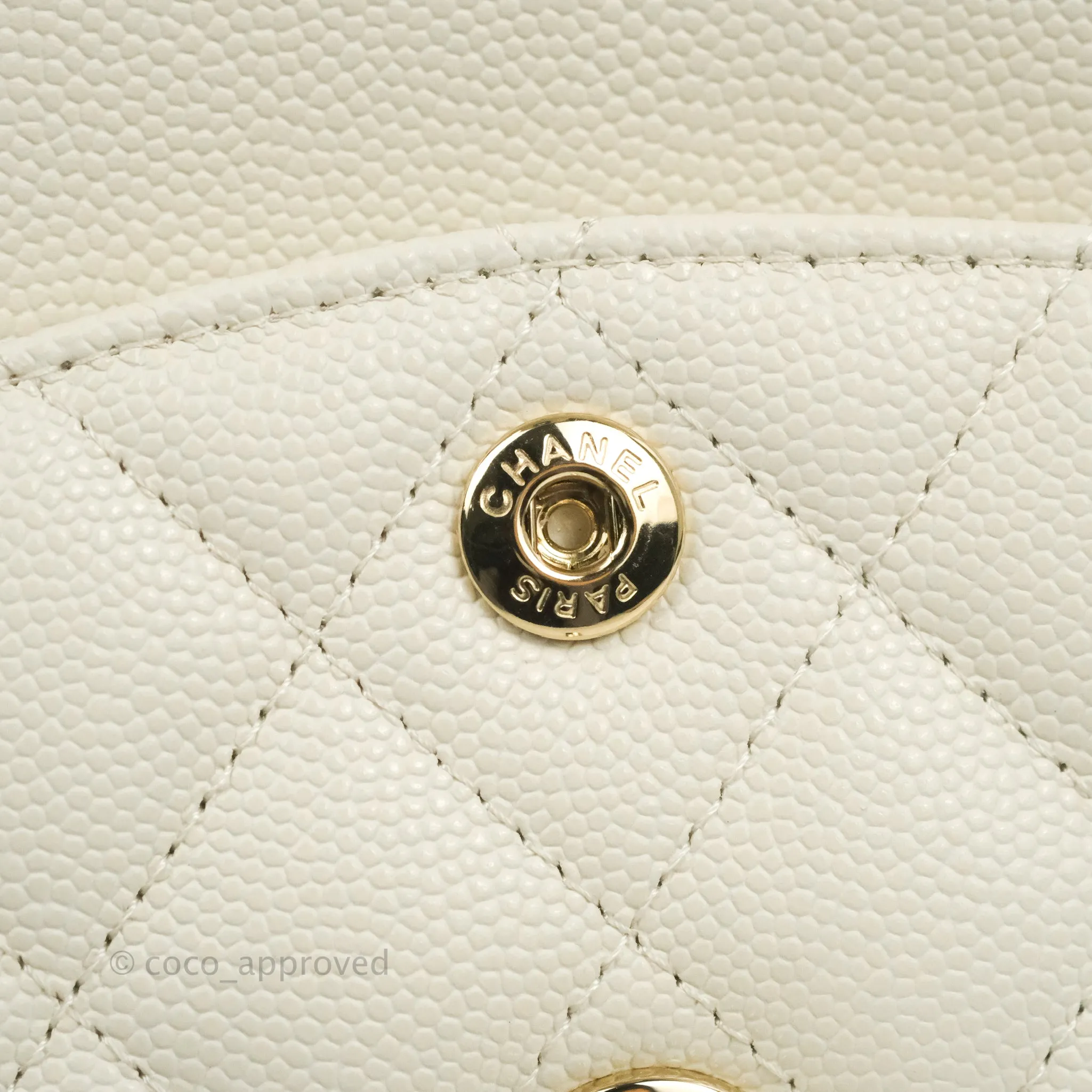 Chanel Classic Small S/M Quilted Flap White Caviar Gold Hardware 22C