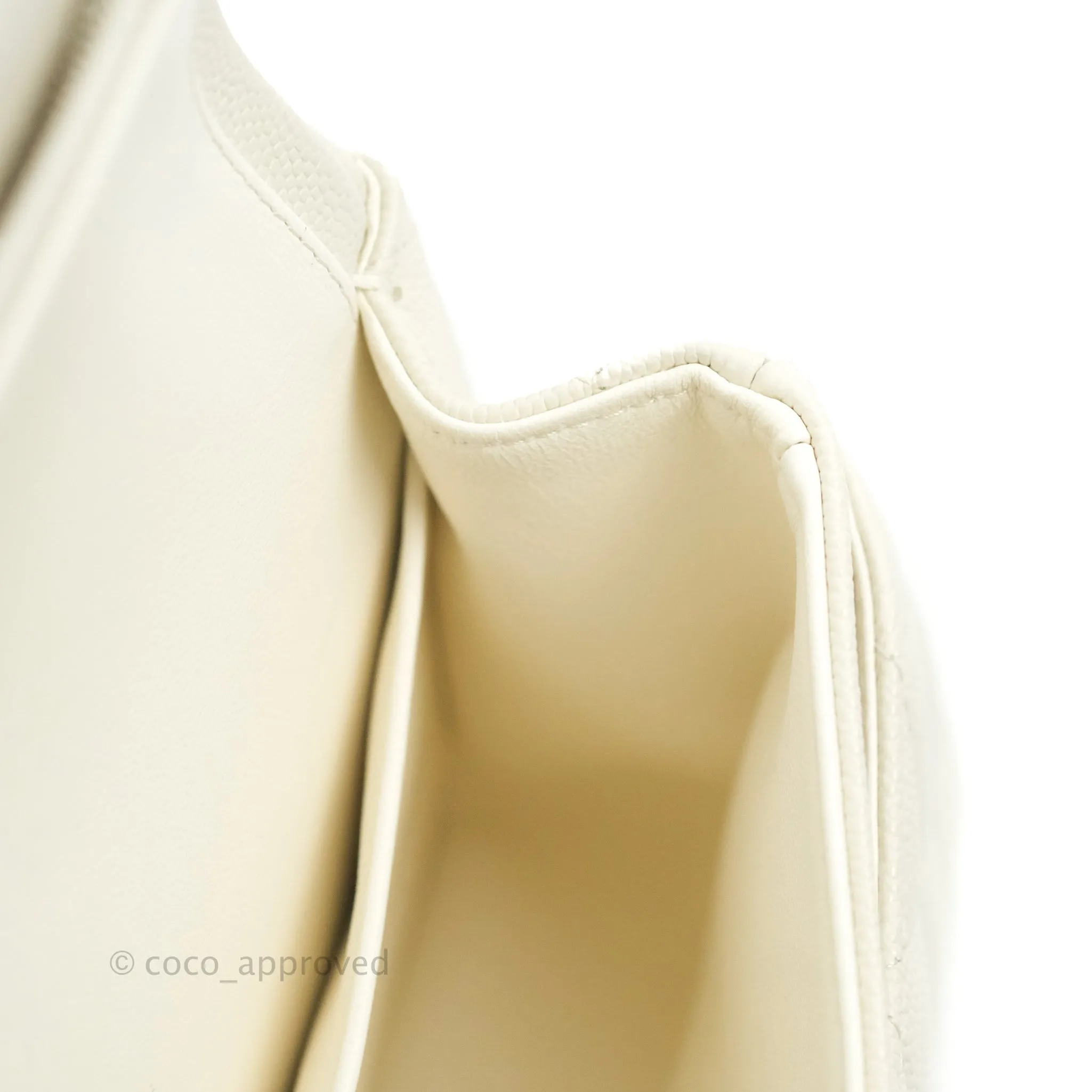 Chanel Classic Small S/M Quilted Flap White Caviar Gold Hardware 22C