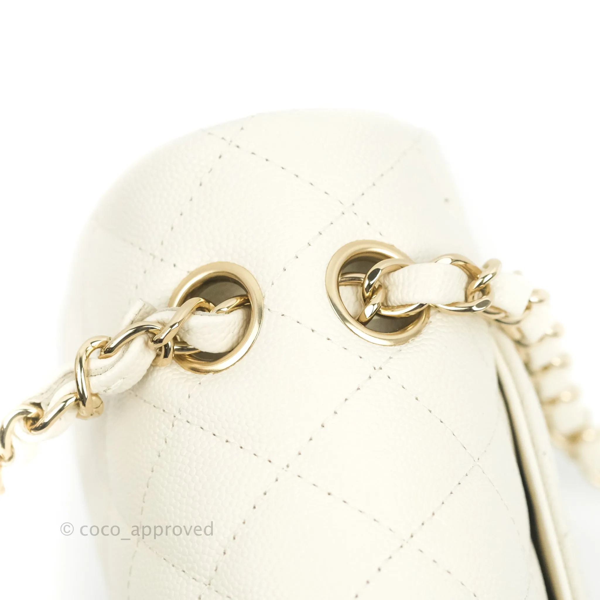 Chanel Classic Small S/M Quilted Flap White Caviar Gold Hardware 22C