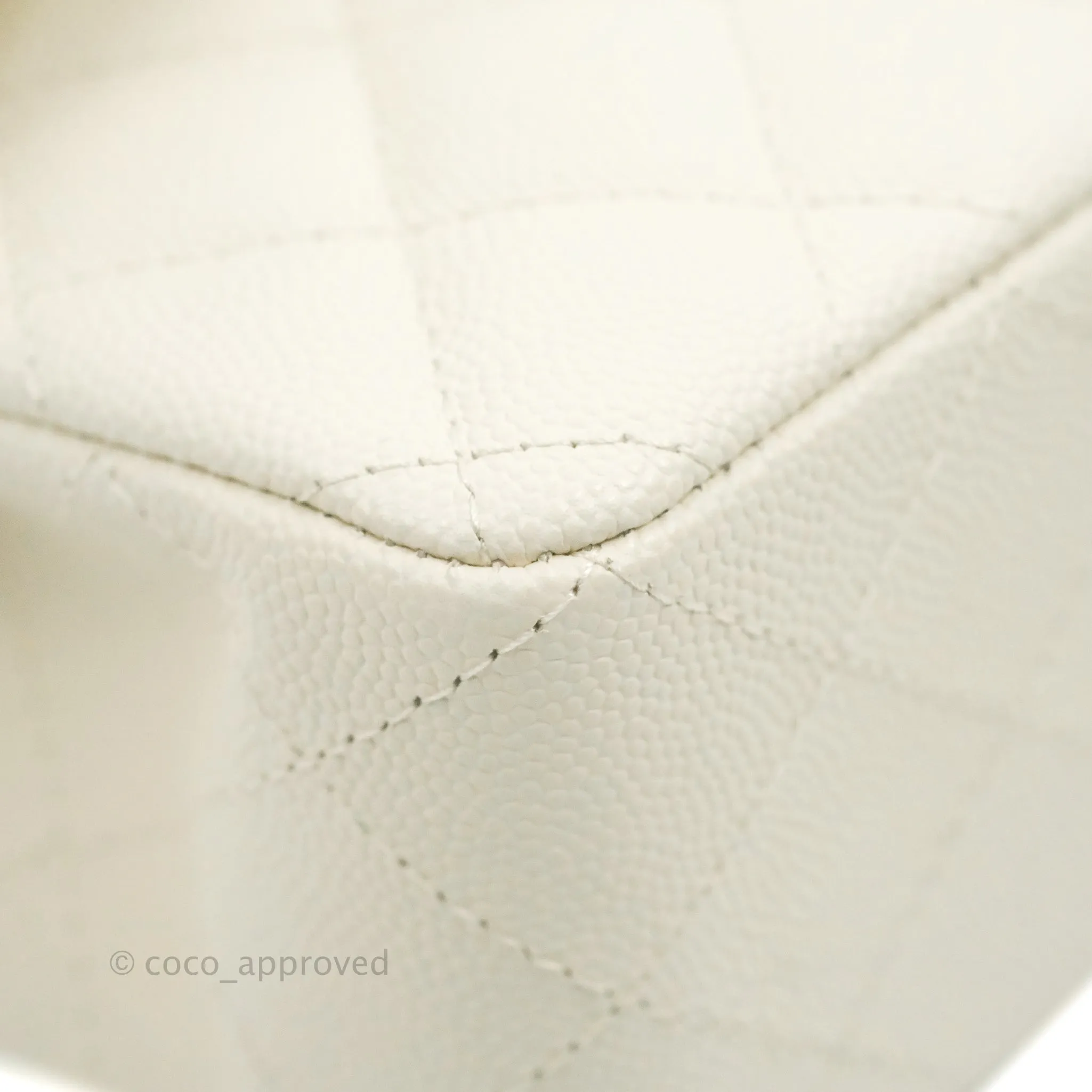 Chanel Classic Small S/M Quilted Flap White Caviar Gold Hardware 22C