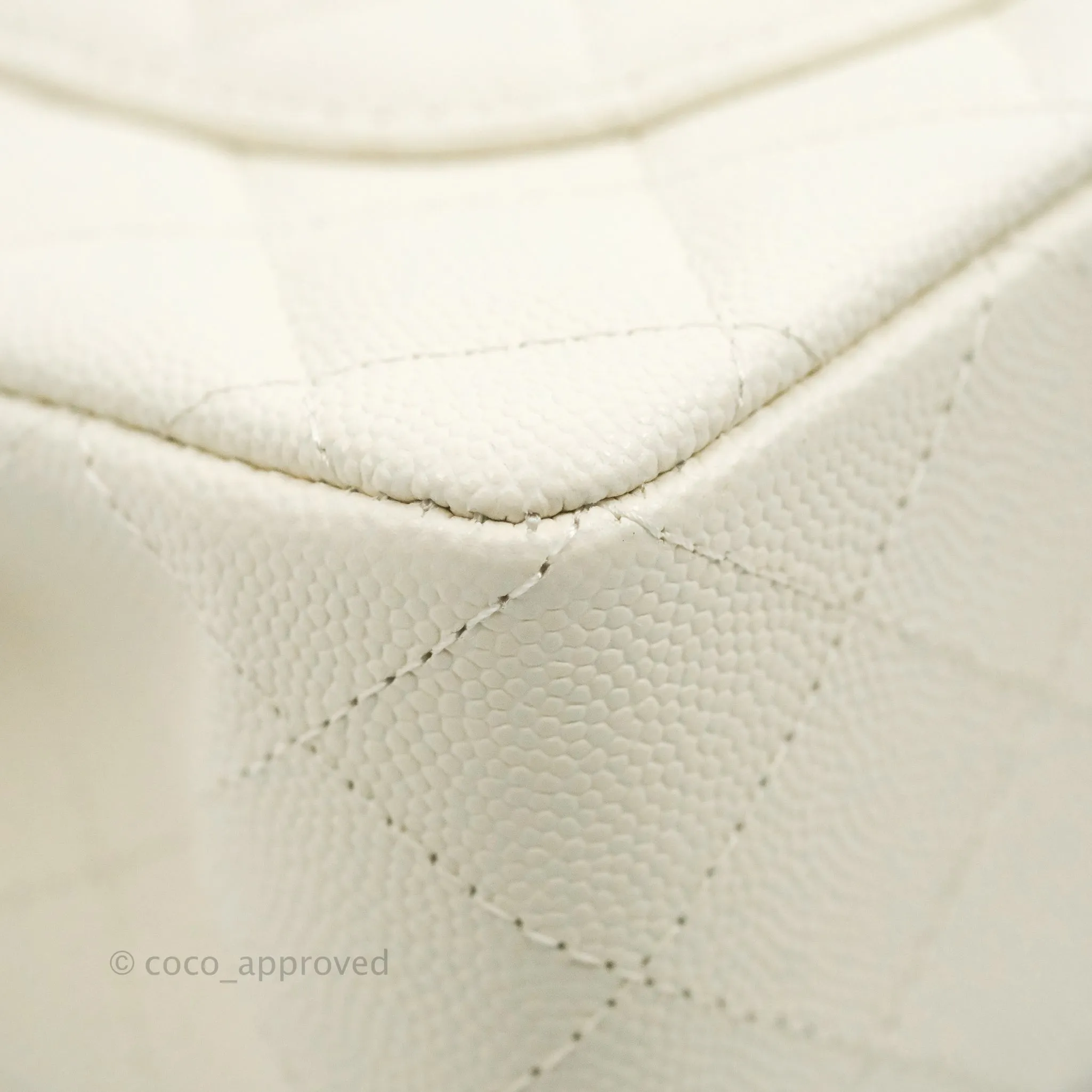 Chanel Classic Small S/M Quilted Flap White Caviar Gold Hardware 22C
