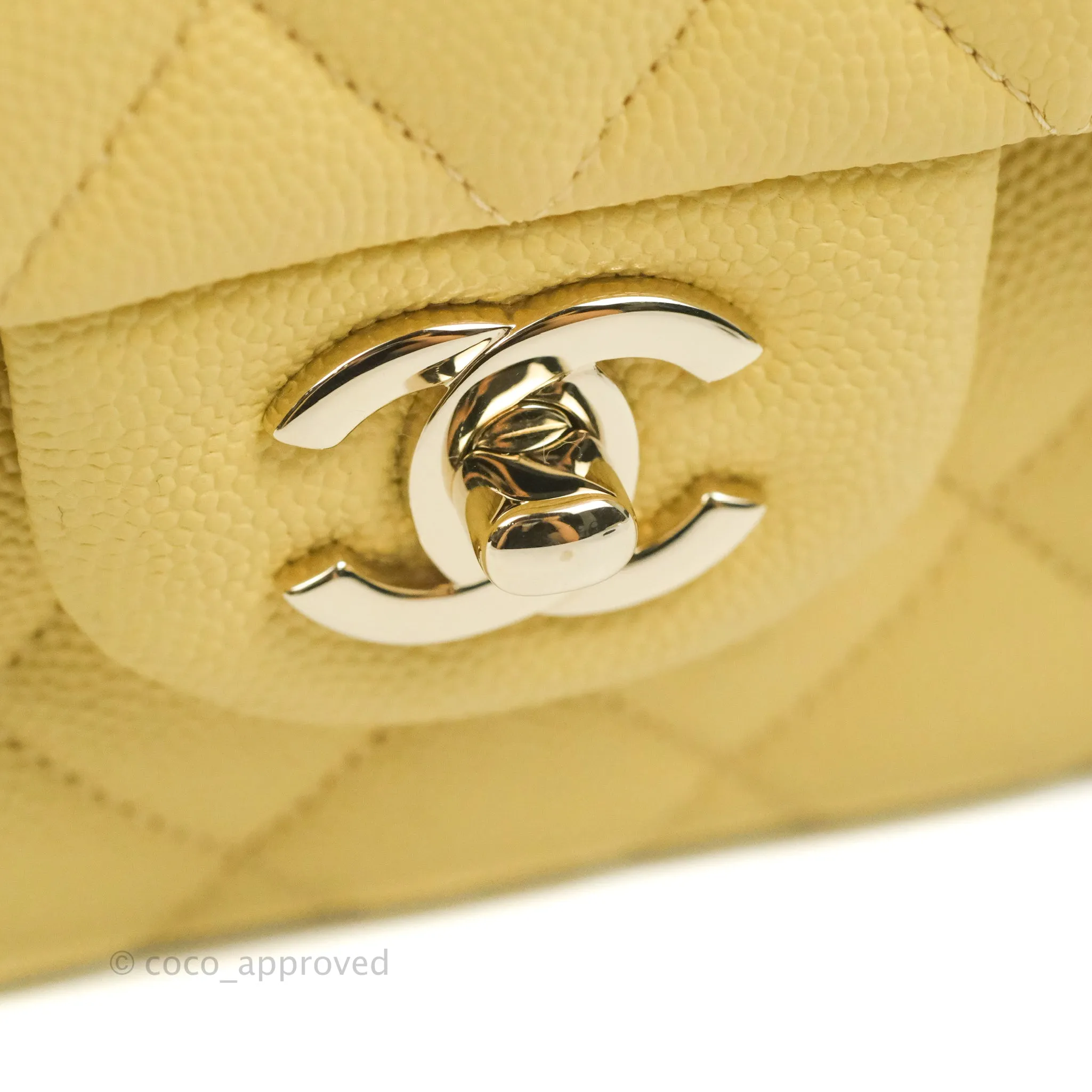Chanel Classic Small S/M Quilted Flap Yellow Caviar Gold Hardware