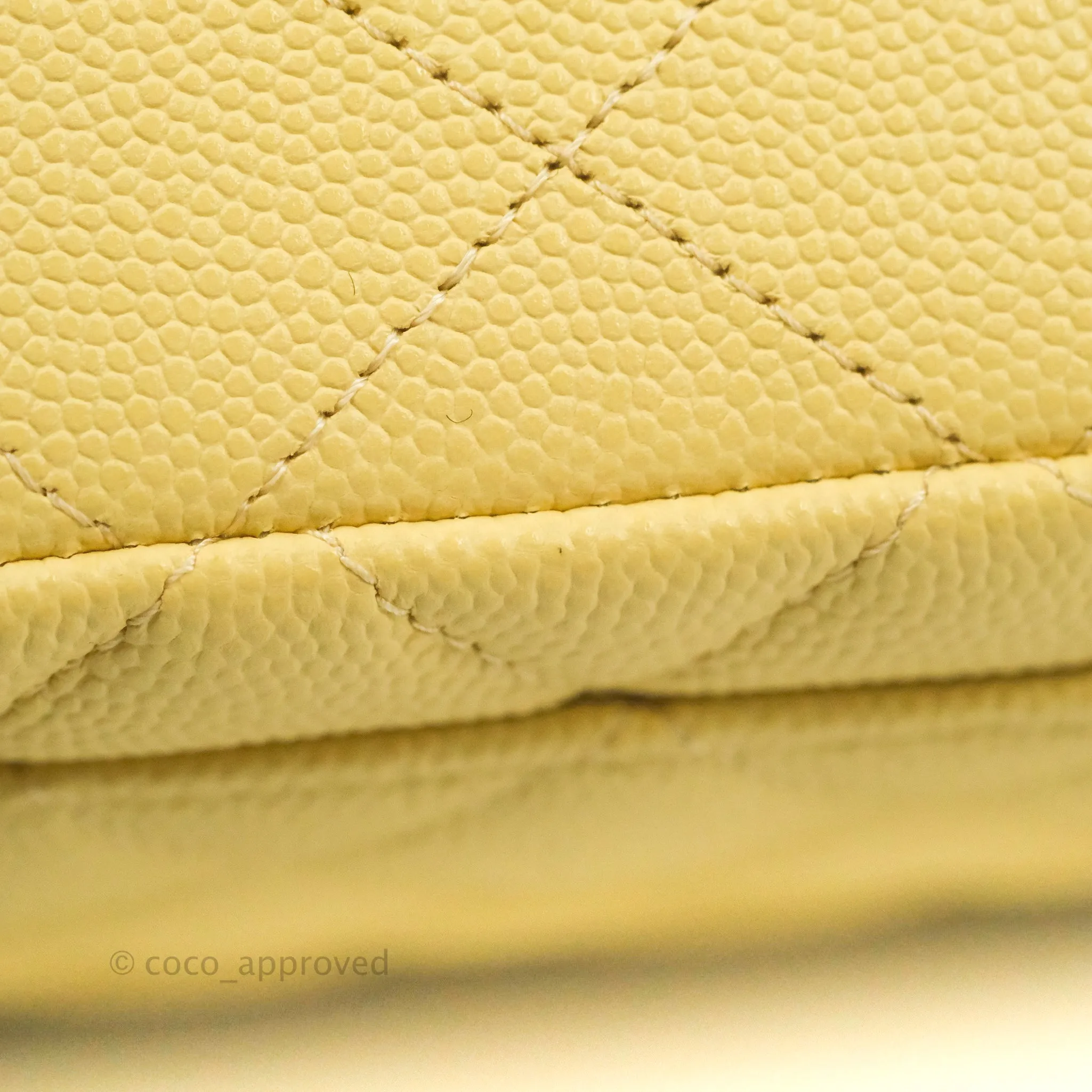 Chanel Classic Small S/M Quilted Flap Yellow Caviar Gold Hardware