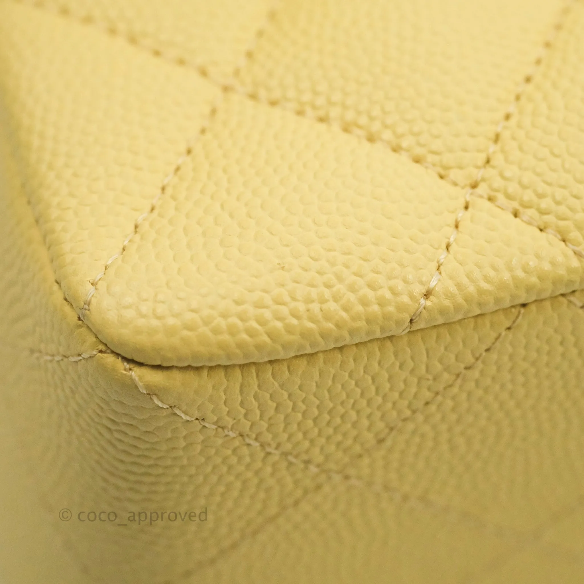 Chanel Classic Small S/M Quilted Flap Yellow Caviar Gold Hardware