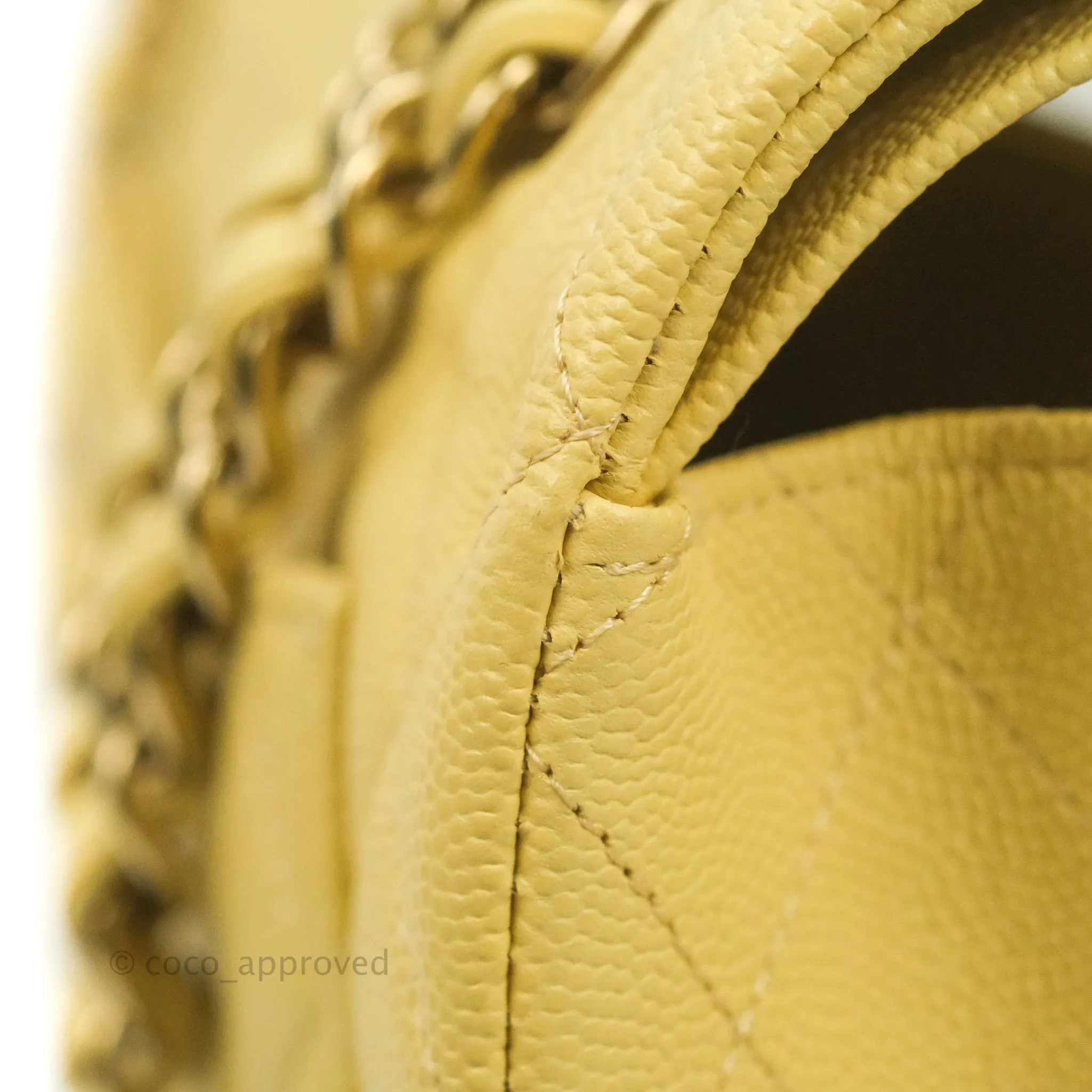 Chanel Classic Small S/M Quilted Flap Yellow Caviar Gold Hardware