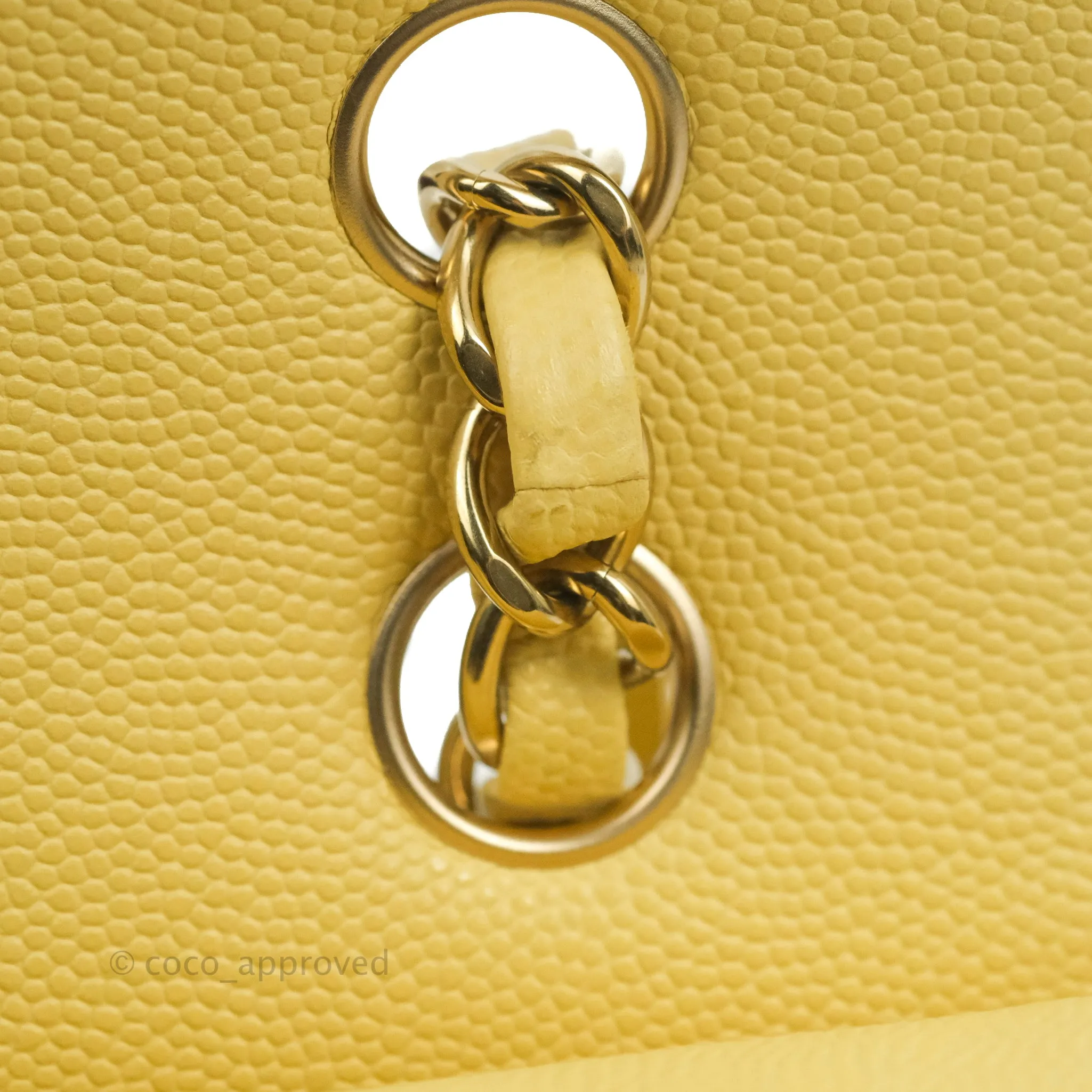 Chanel Classic Small S/M Quilted Flap Yellow Caviar Gold Hardware