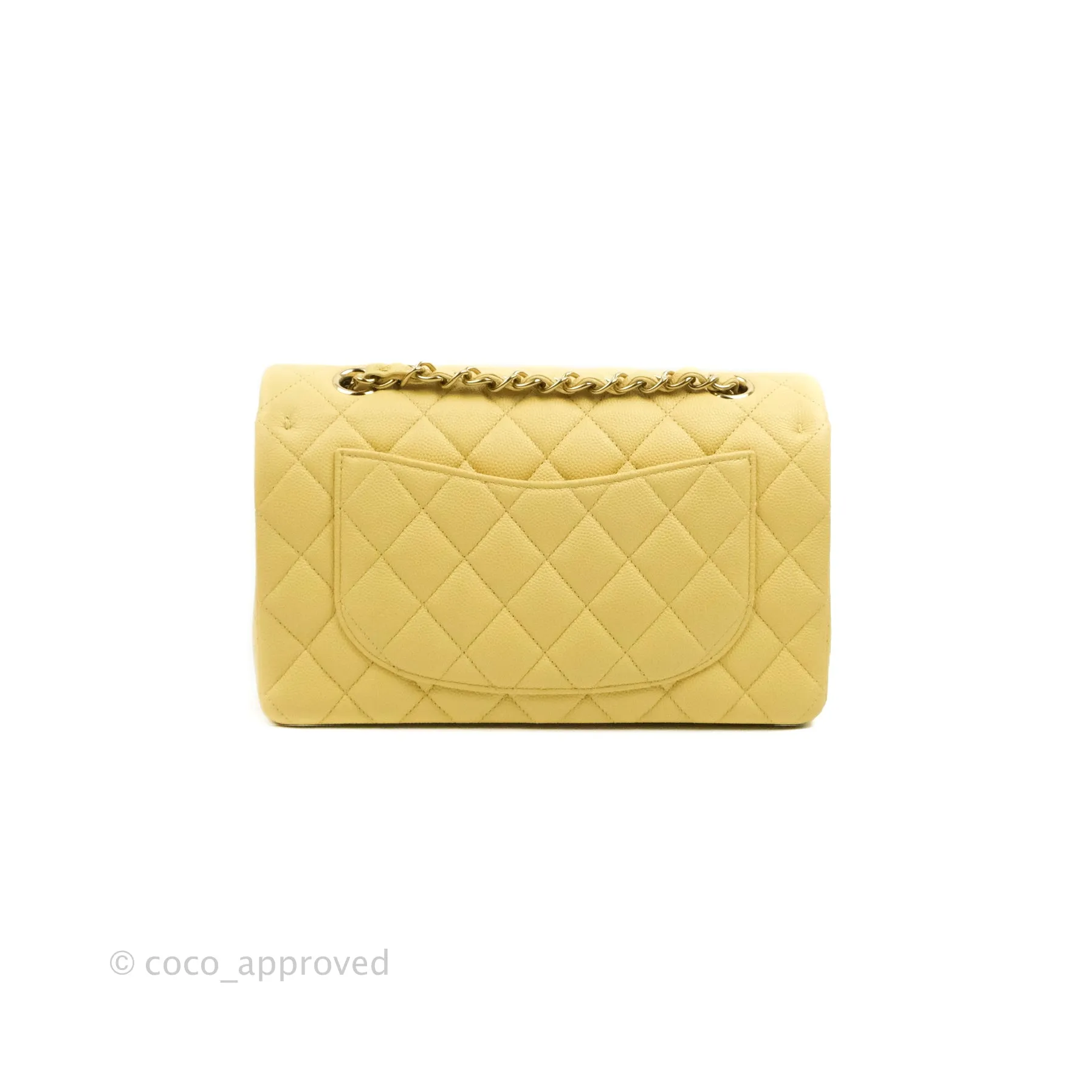 Chanel Classic Small S/M Quilted Flap Yellow Caviar Gold Hardware