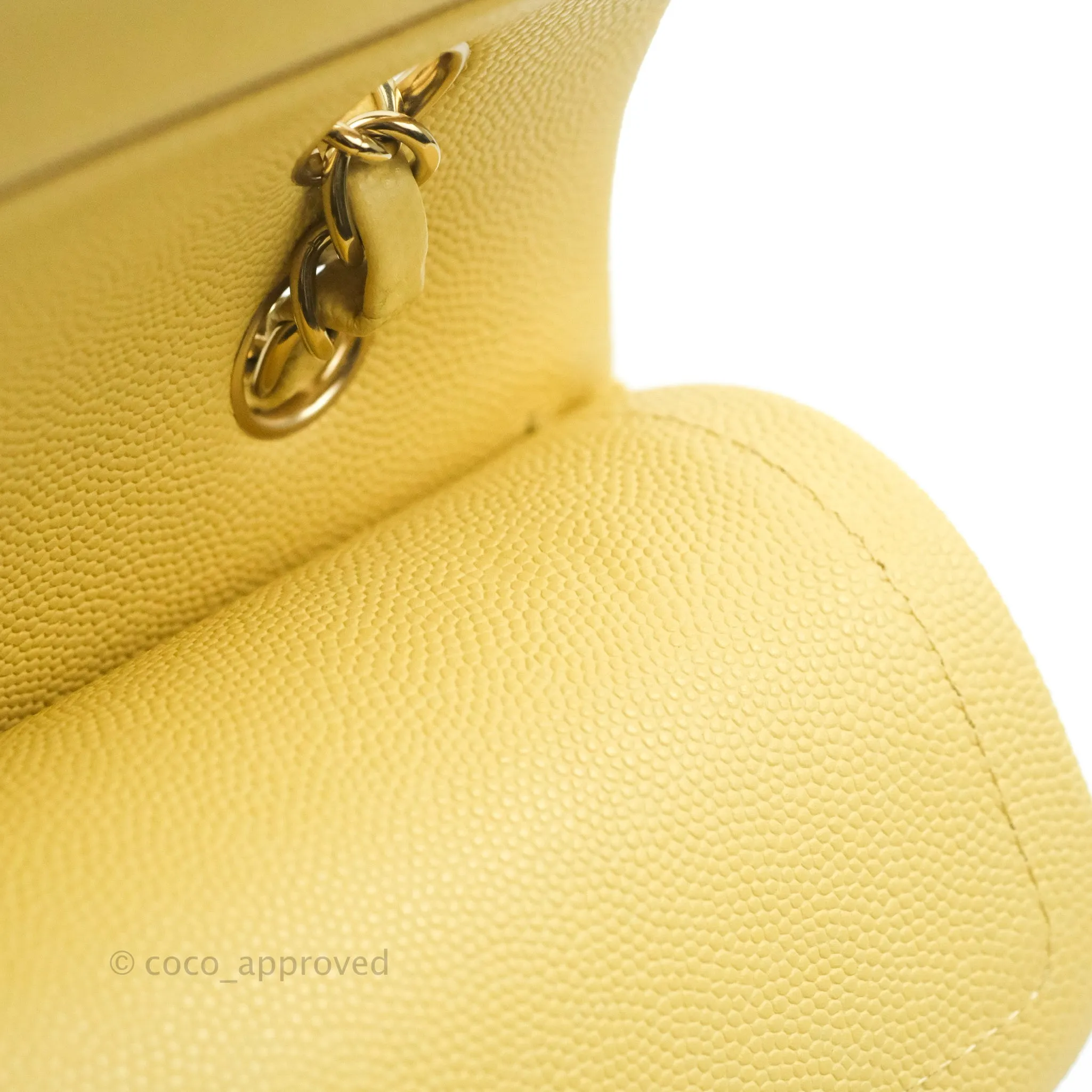 Chanel Classic Small S/M Quilted Flap Yellow Caviar Gold Hardware