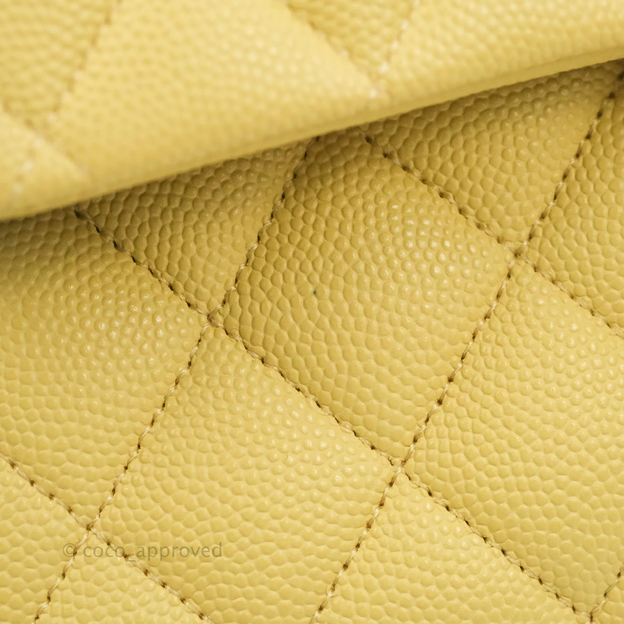 Chanel Classic Small S/M Quilted Flap Yellow Caviar Gold Hardware
