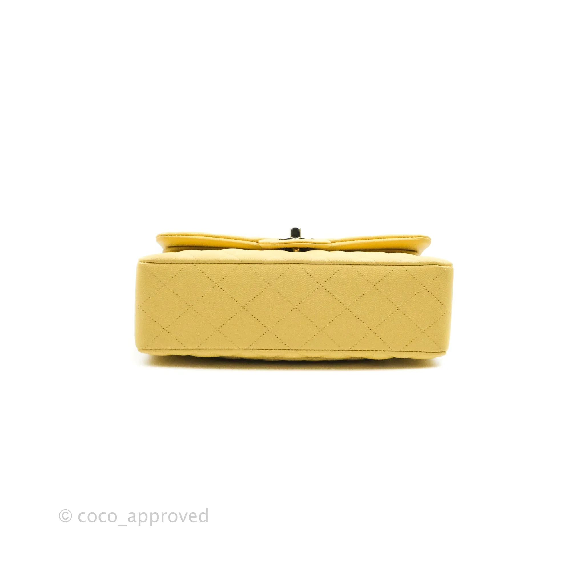 Chanel Classic Small S/M Quilted Flap Yellow Caviar Gold Hardware