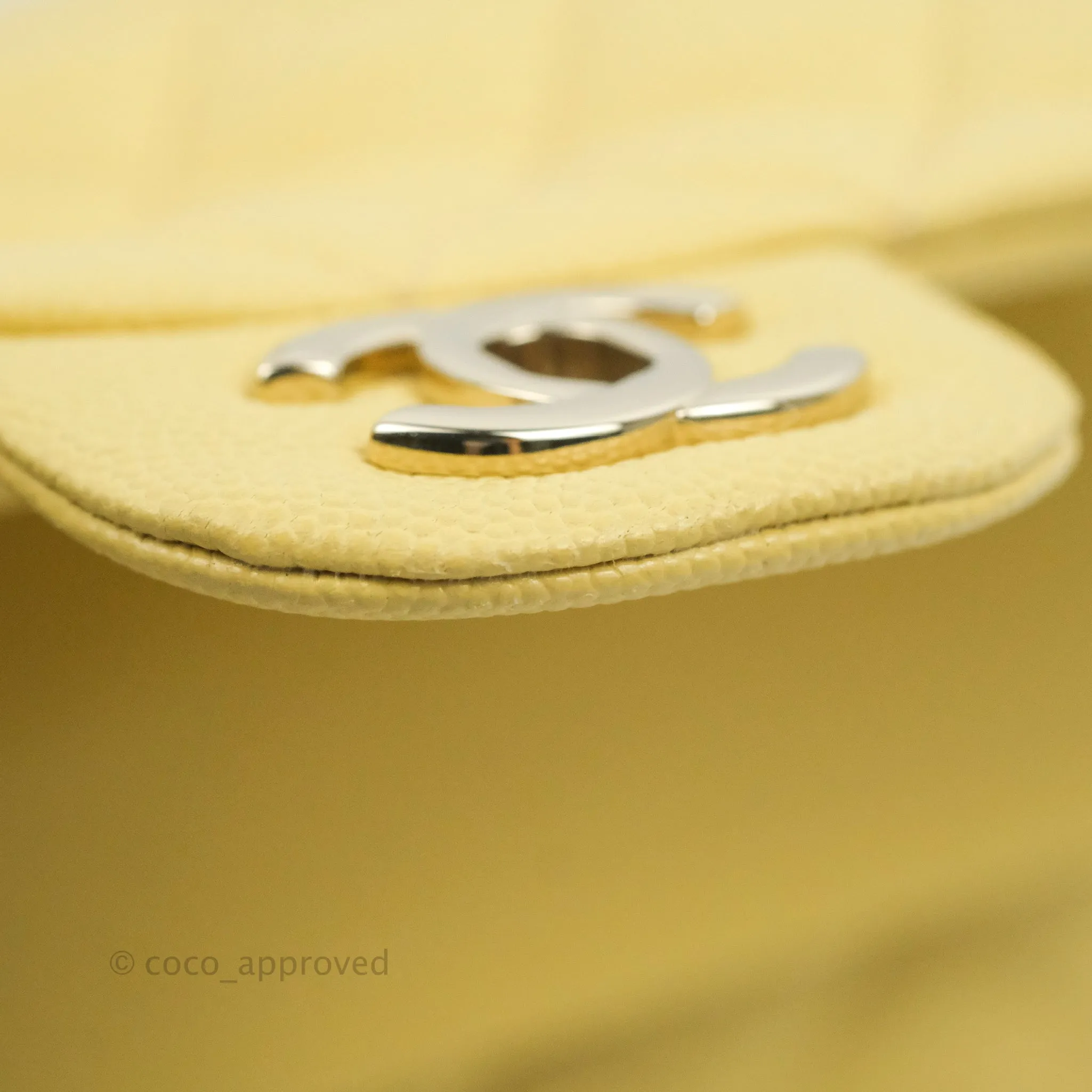 Chanel Classic Small S/M Quilted Flap Yellow Caviar Gold Hardware