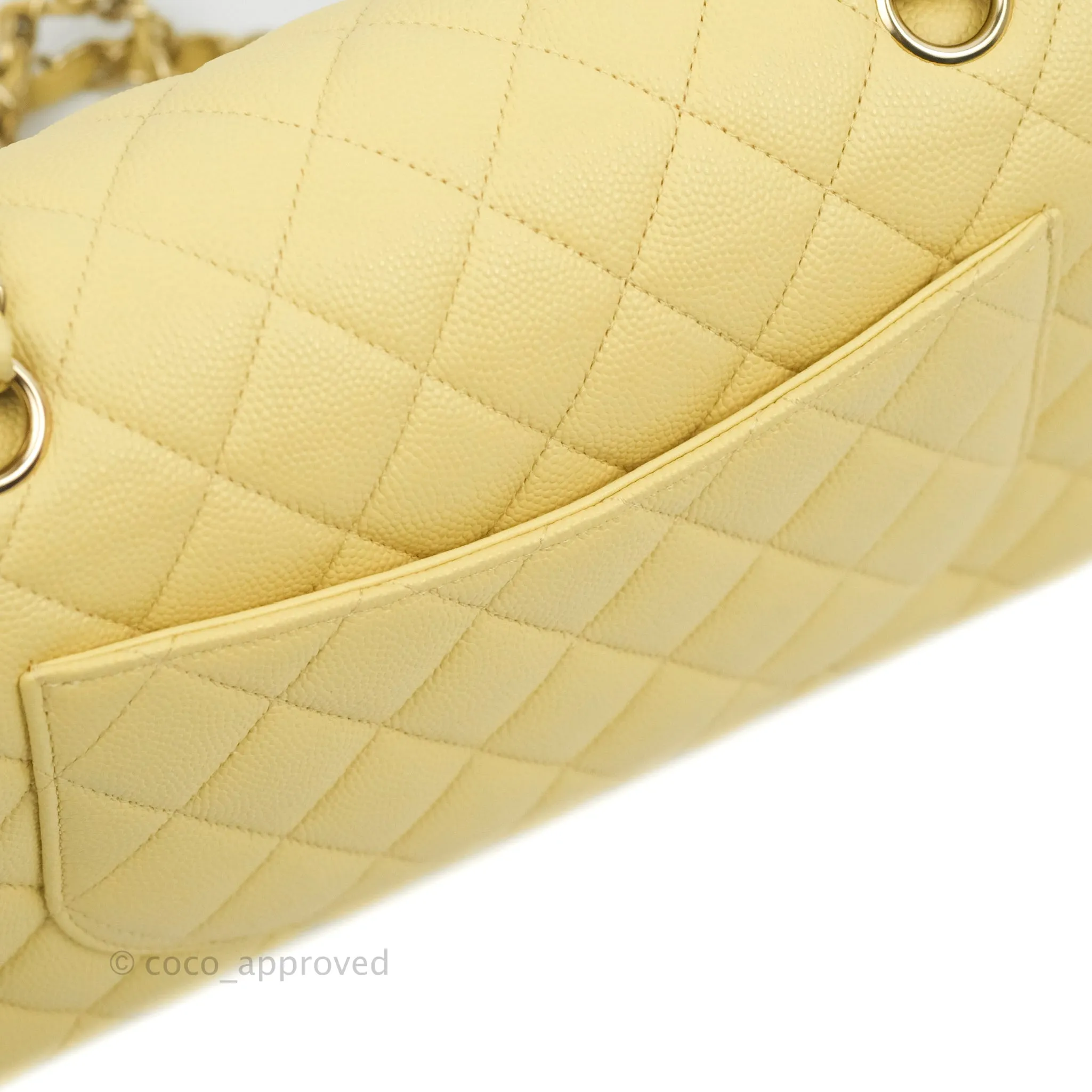 Chanel Classic Small S/M Quilted Flap Yellow Caviar Gold Hardware